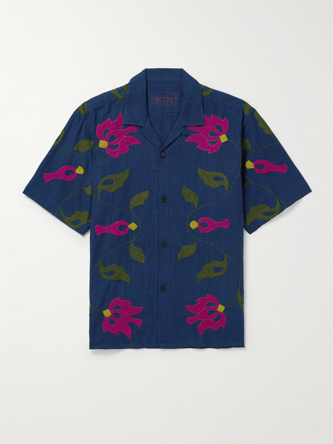 Kardo – Convertible-Collar Appliquéd Embroidered Cotton Shirt