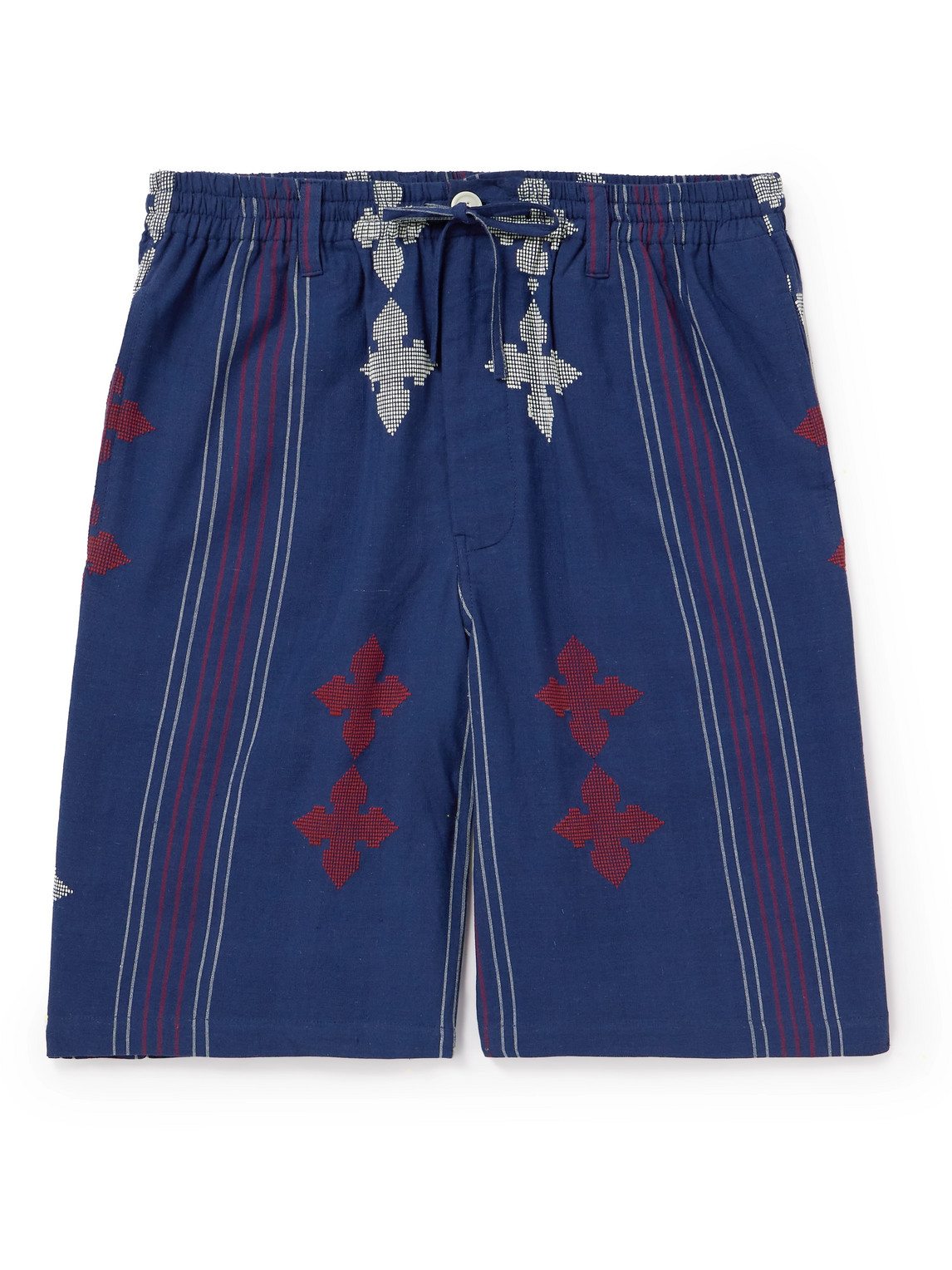 Kardo Kobe Embroidered Striped Cotton Shorts In Blue