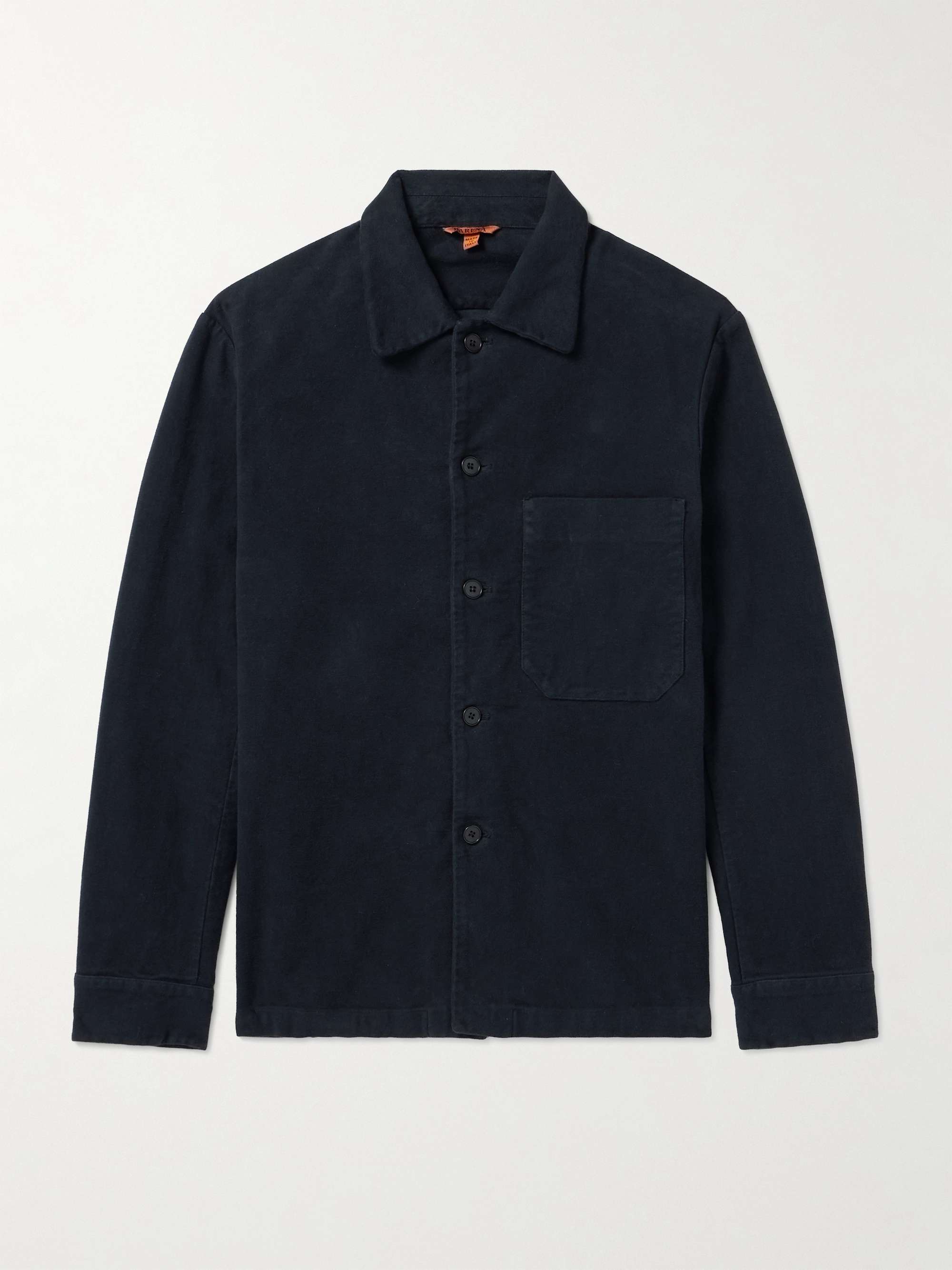 日本初の BARENA Garment-Dyed Men for Overshirt Moleskin Cotton-Blend トップス