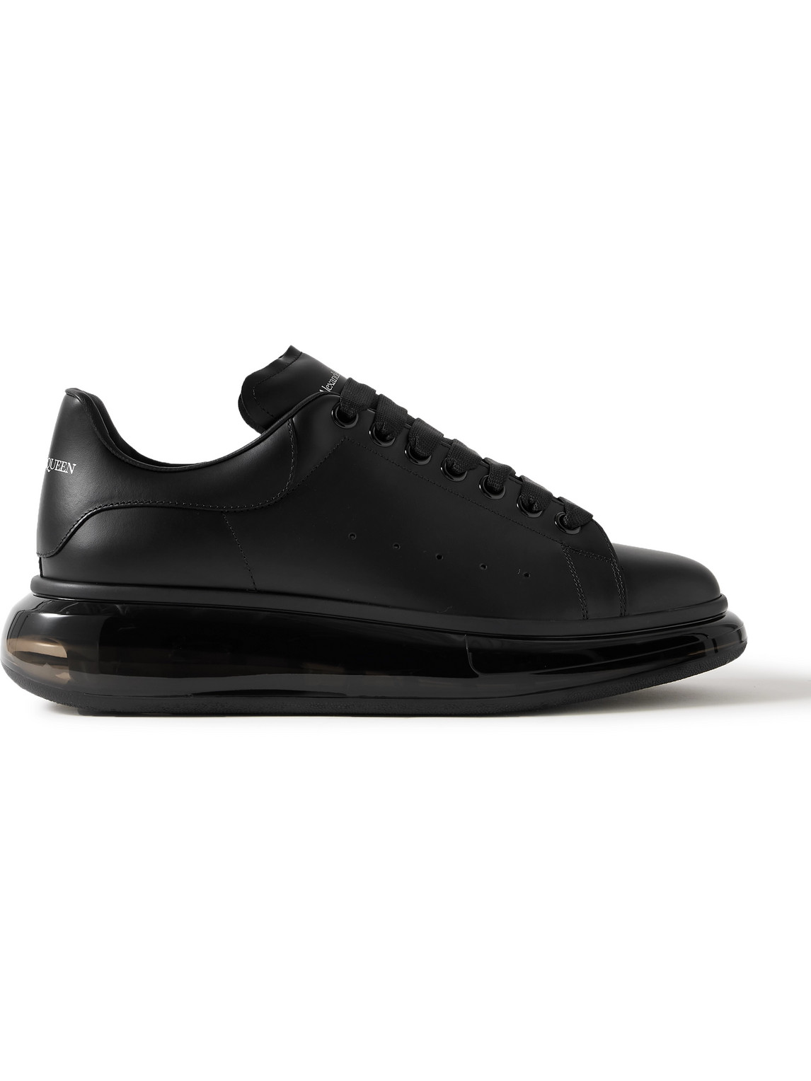 Alexander Mcqueen Exaggerated-sole Leather Sneakers In Black