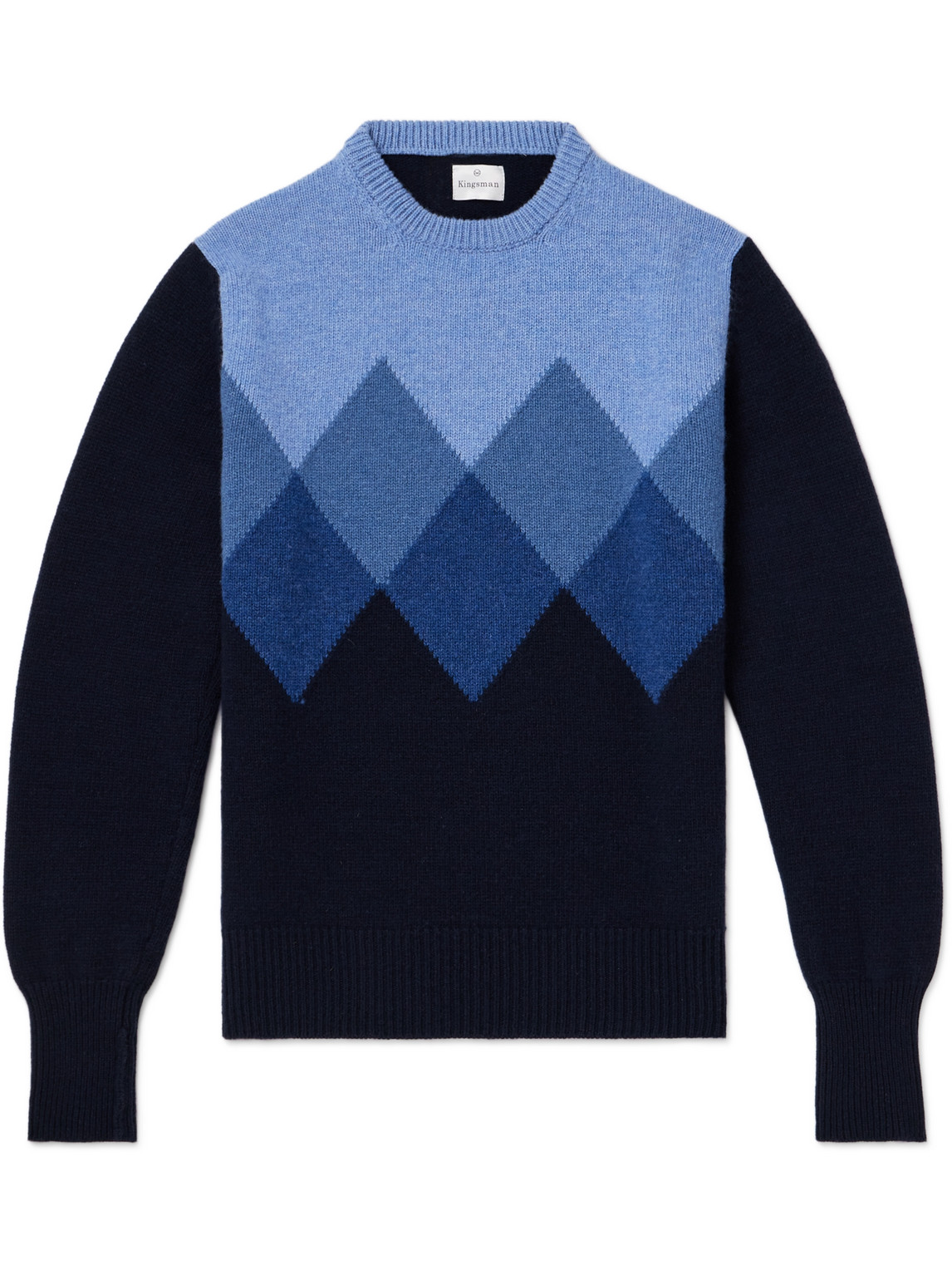Kingsman Argylle Jacquard-knit Wool Sweater In Blue