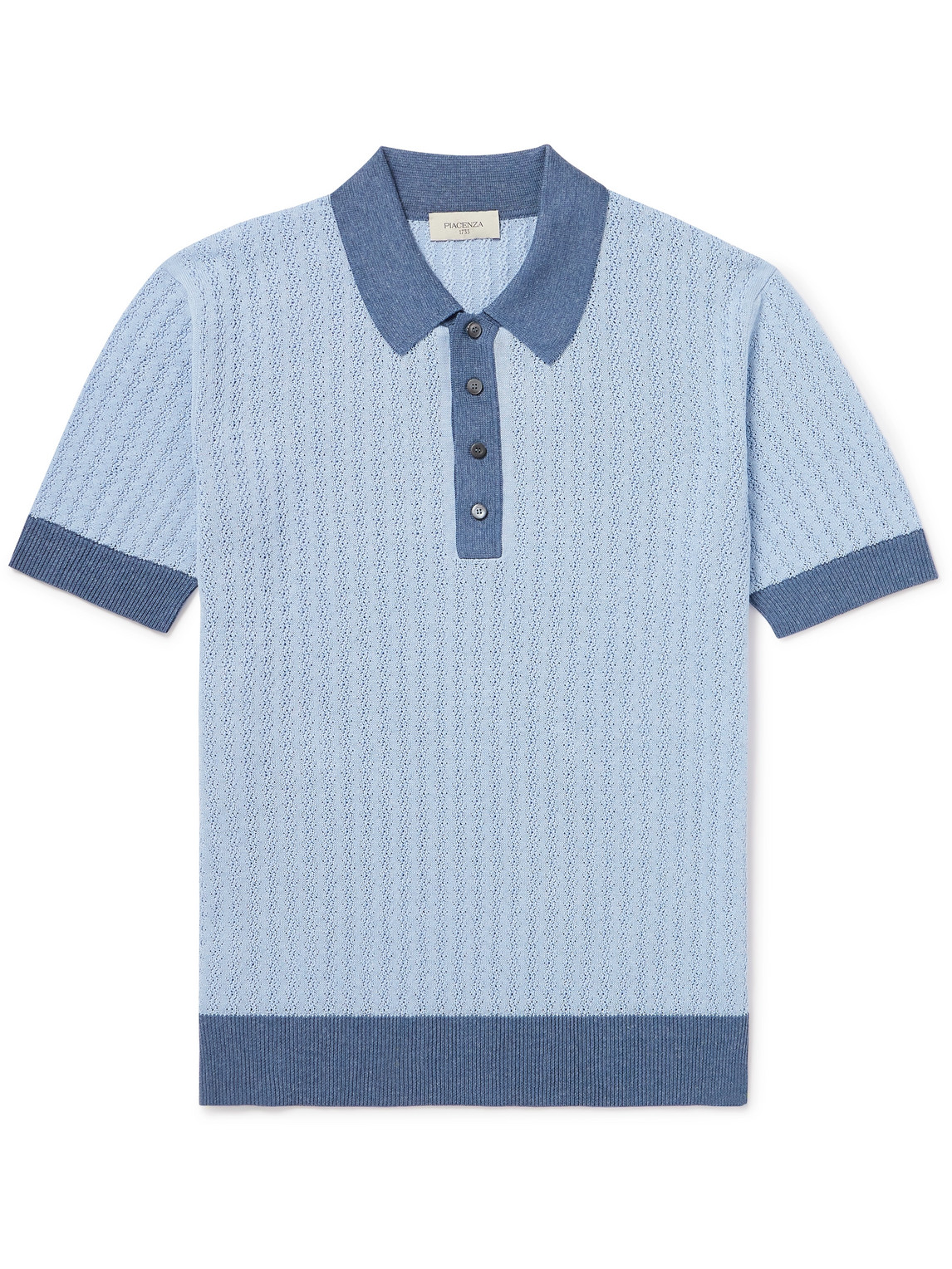 Pointelle-Knit Silk and Linen-Blend Polo Shirt