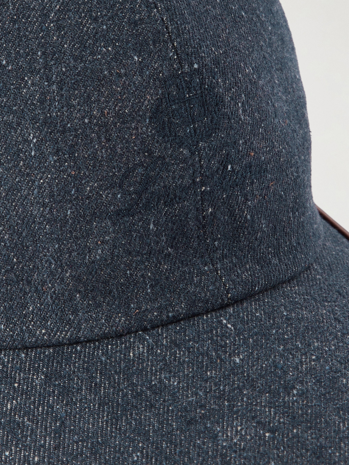Loro Piana Leather-trimmed Logo-embroidered Denim Baseball Cap In Blue