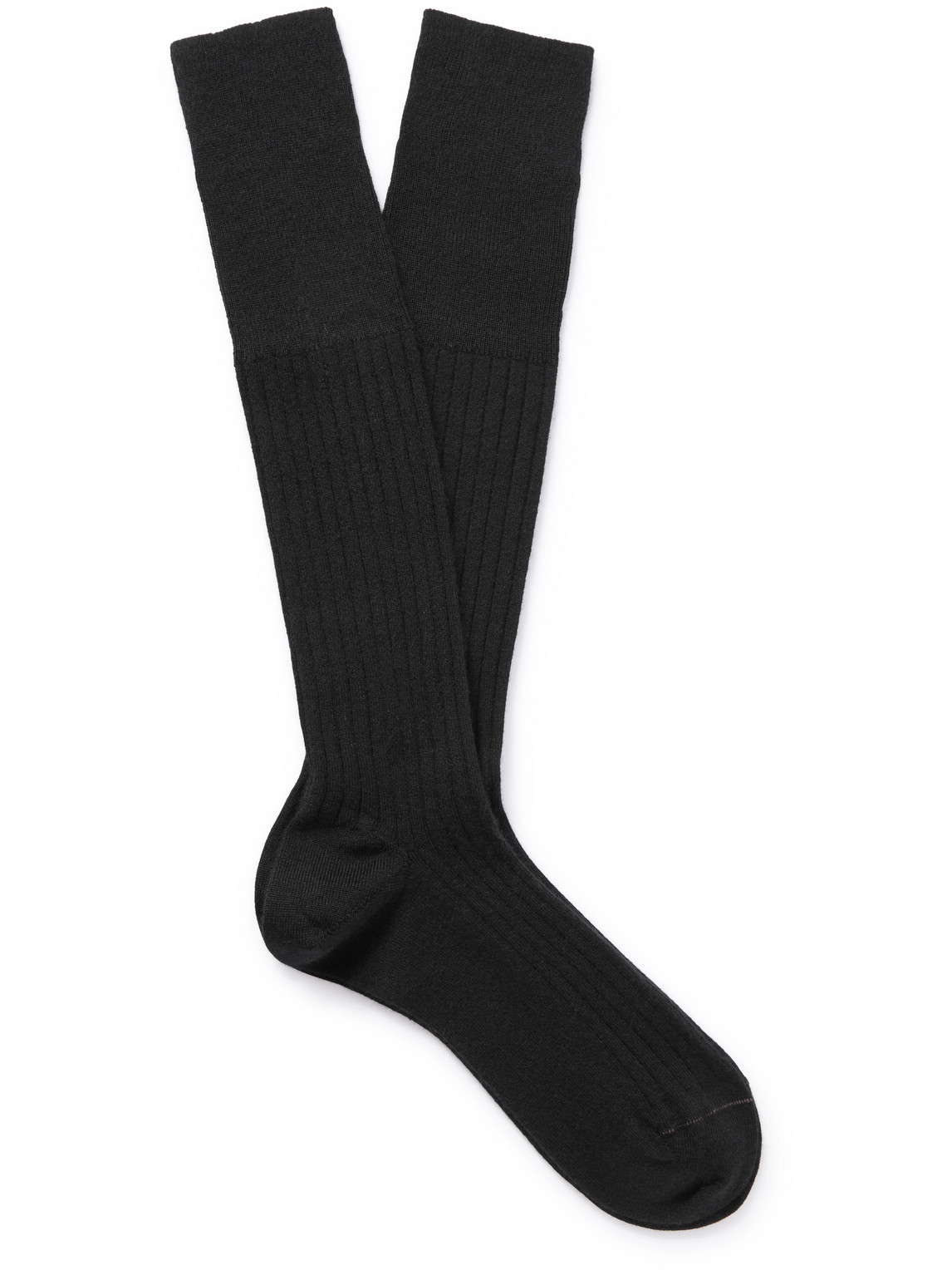 Loro Piana Ribbed Cashmere And Silk-blend Socks In Black