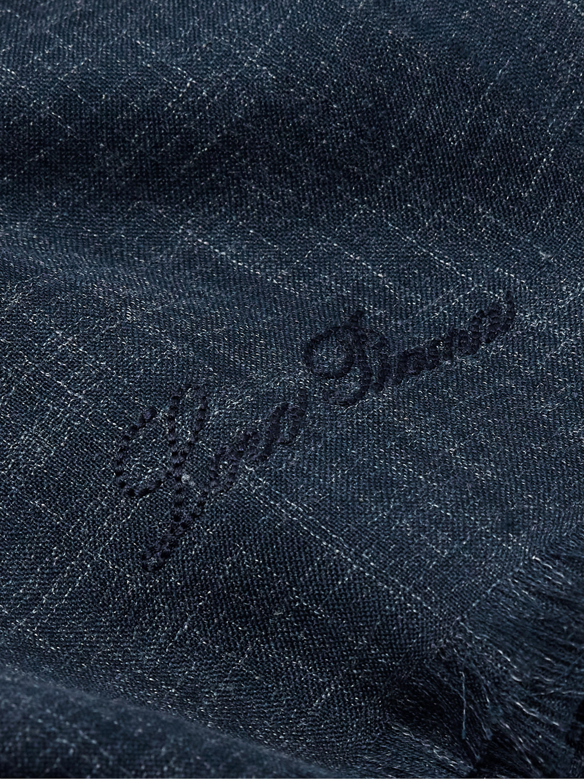 Shop Loro Piana Mitoku Logo-embroidered Slub Silk And Linen-blend Scarf In Blue