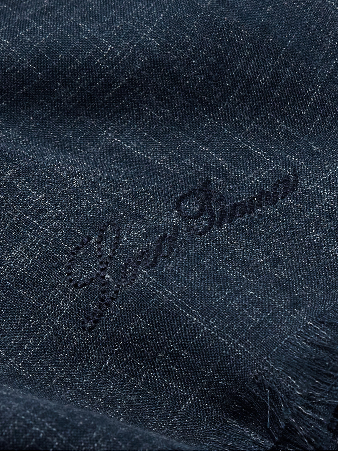 Loro Piana Mitoku Logo-embroidered Slub Silk And Linen-blend Scarf In Blue