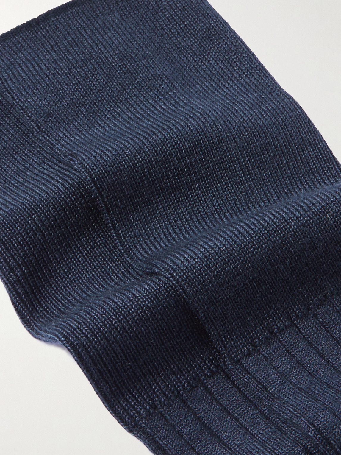 Shop Loro Piana Ribbed Cashmere And Silk-blend Socks In Blue