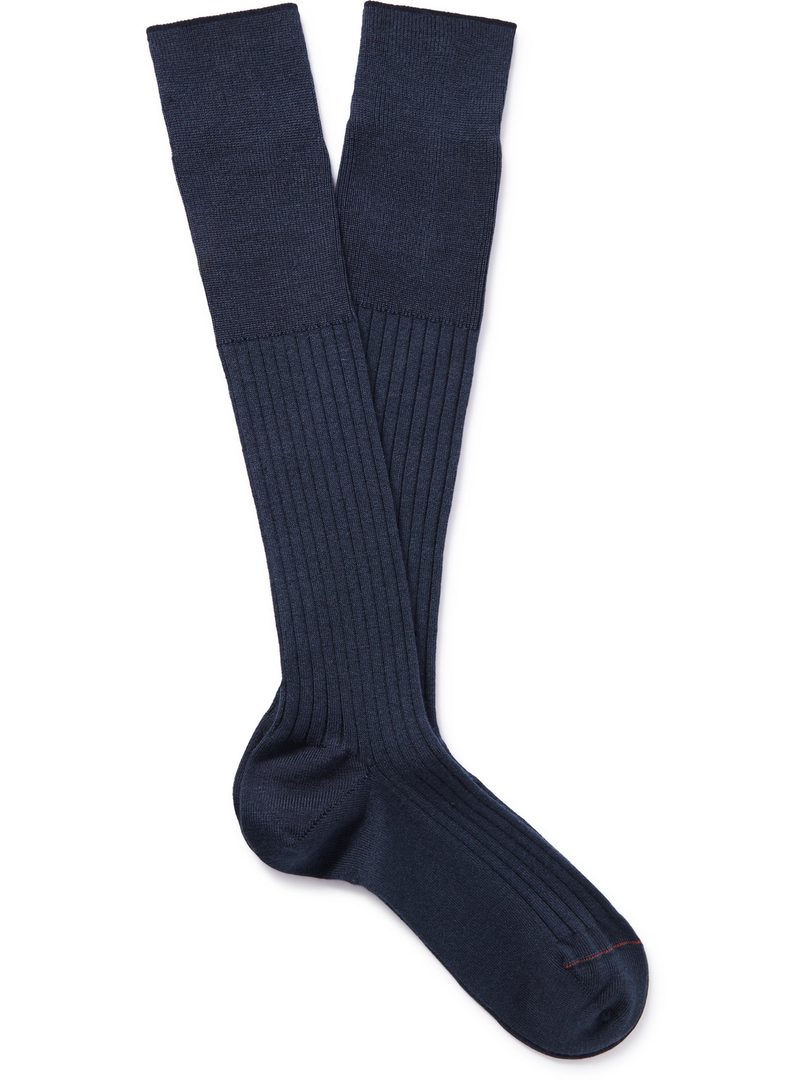 Loro Piana Ribbed Cashmere And Silk-blend Socks In Blue