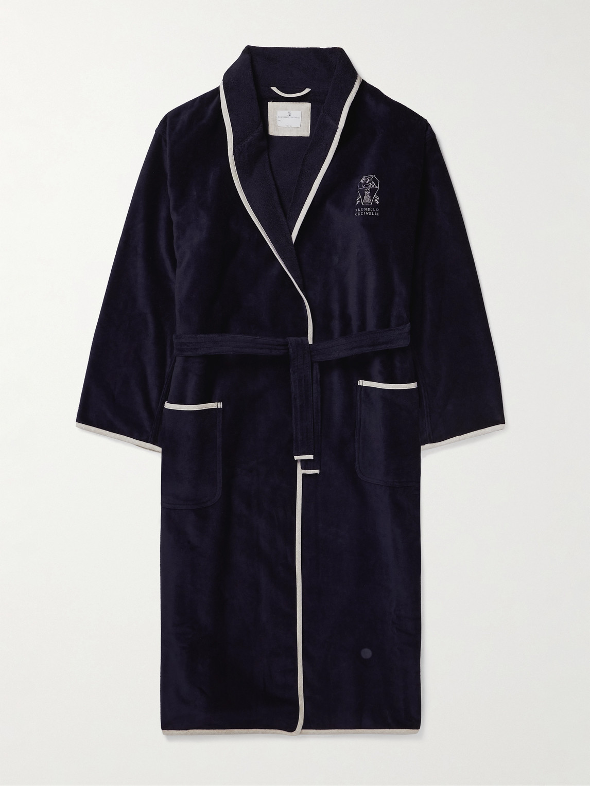 Brunello Cucinelli Cotton-terry Bathrobe In Blue