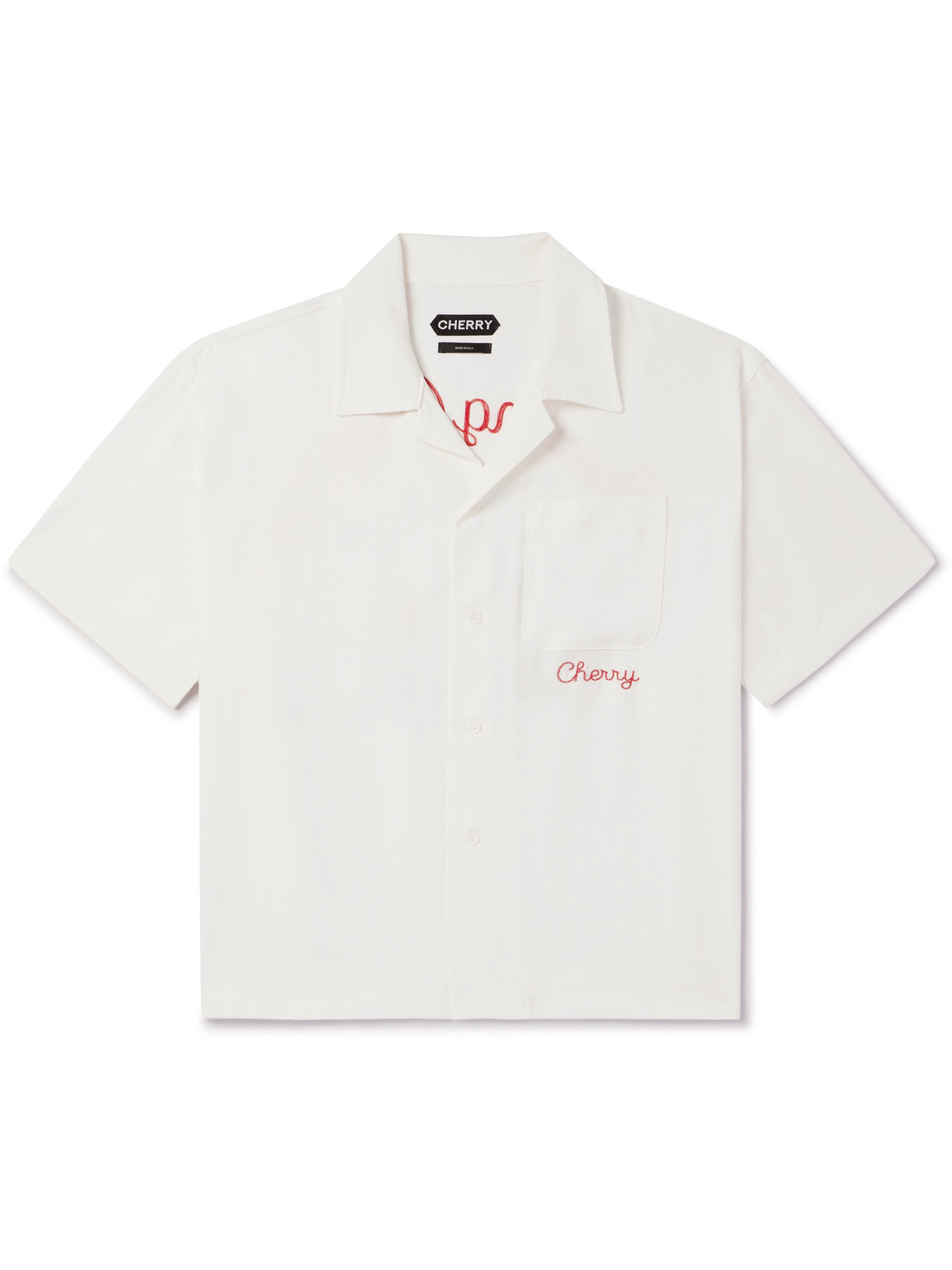 Cherry Los Angeles Logo-embroidered Tencel™ Lyocell Shirt In Neutrals