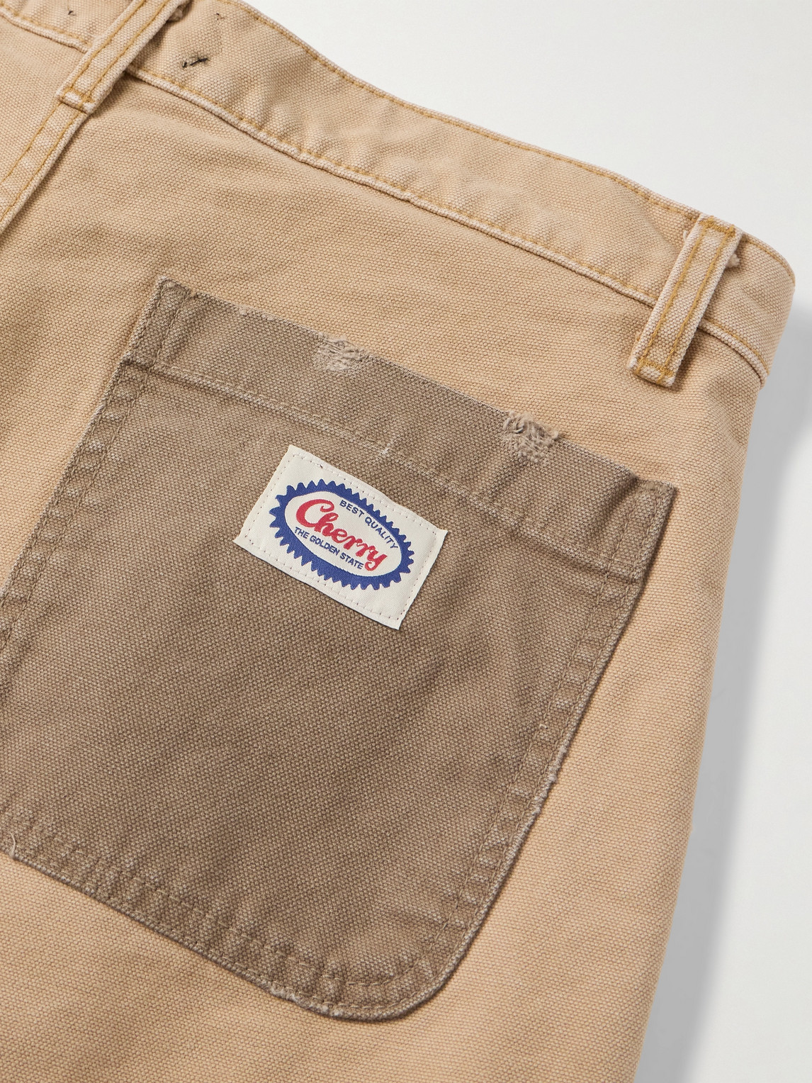  Cherry Los Angeles - Safari Straight-leg Distressed Two-tone Cotton-canvas Trousers - Men - Neutrals - Uk/us 32 