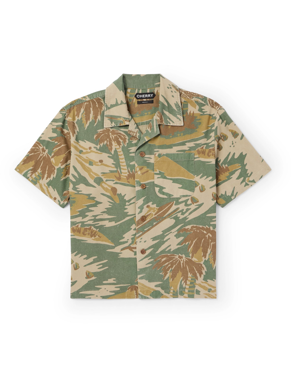 Camp-Collar Printed Cotton-Twill Shirt