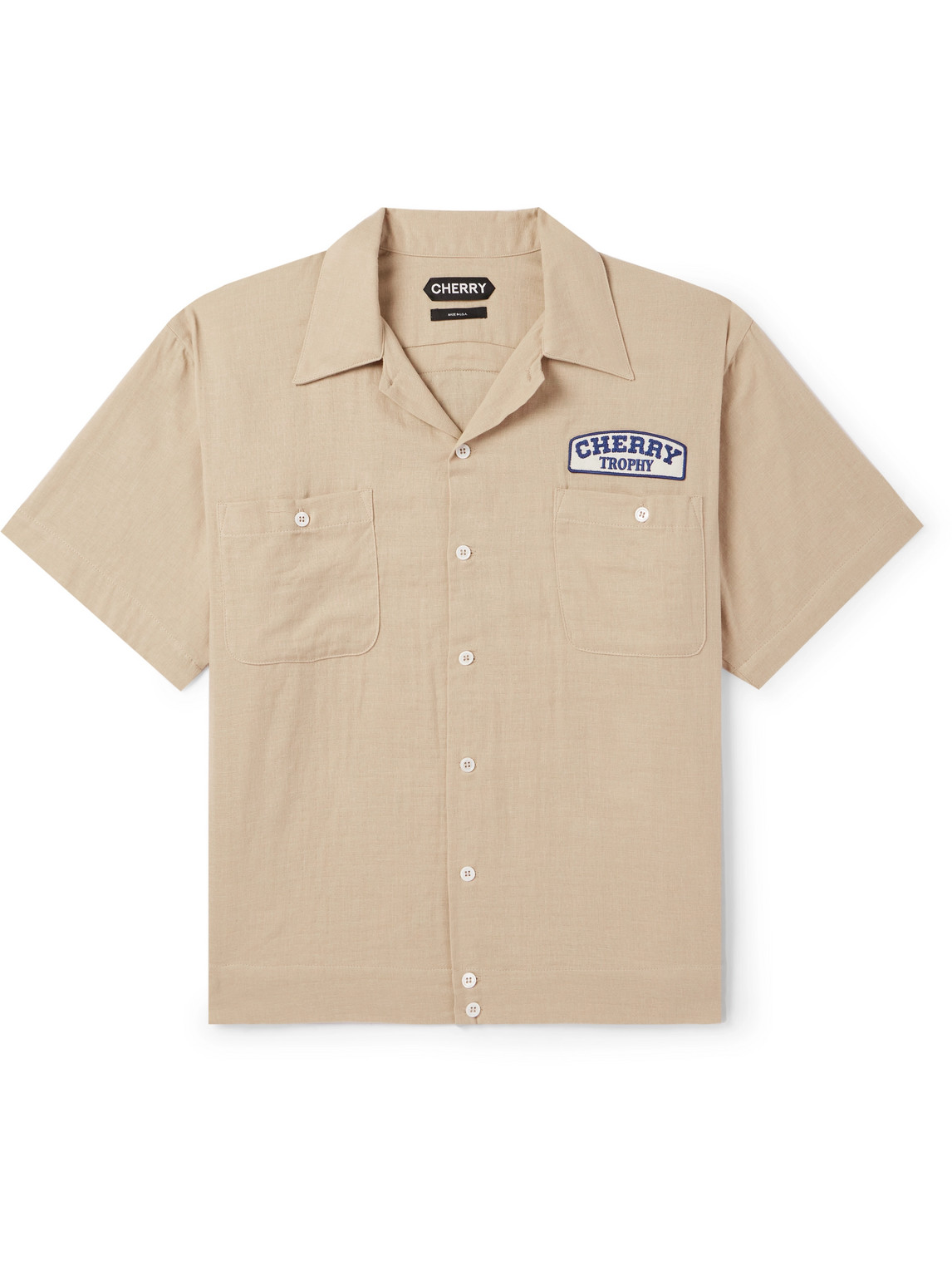 Mechanic Camp-Collar Logo-Appliquéd Cotton-Blend Shirt