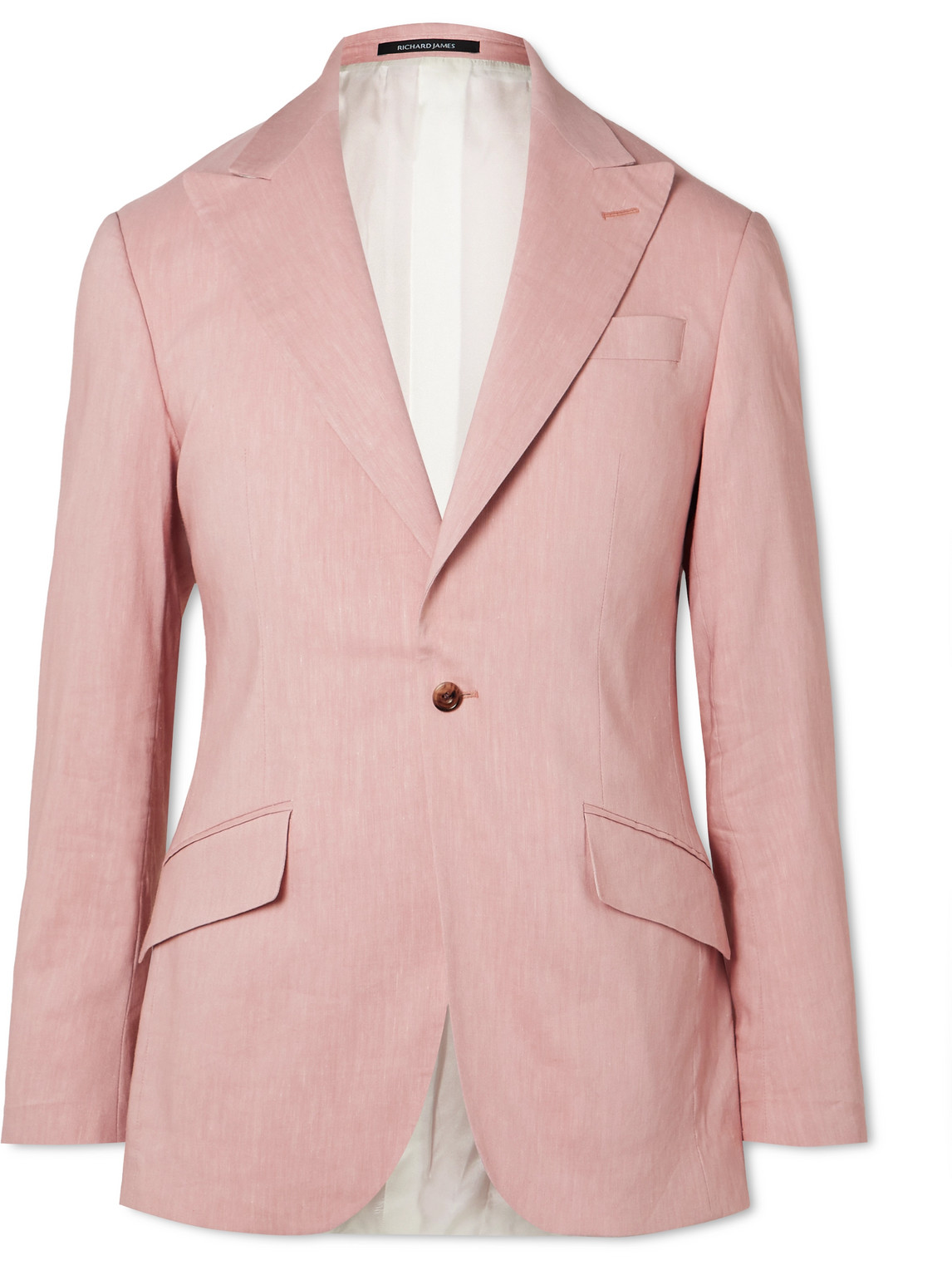 Richard James Hyde Linen-blend Suit Jacket In Pink