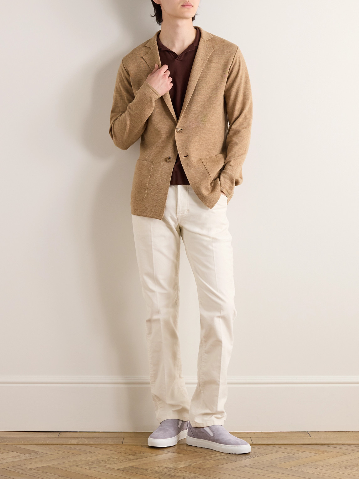 Shop Richard James Merino Wool Cardigan In Brown