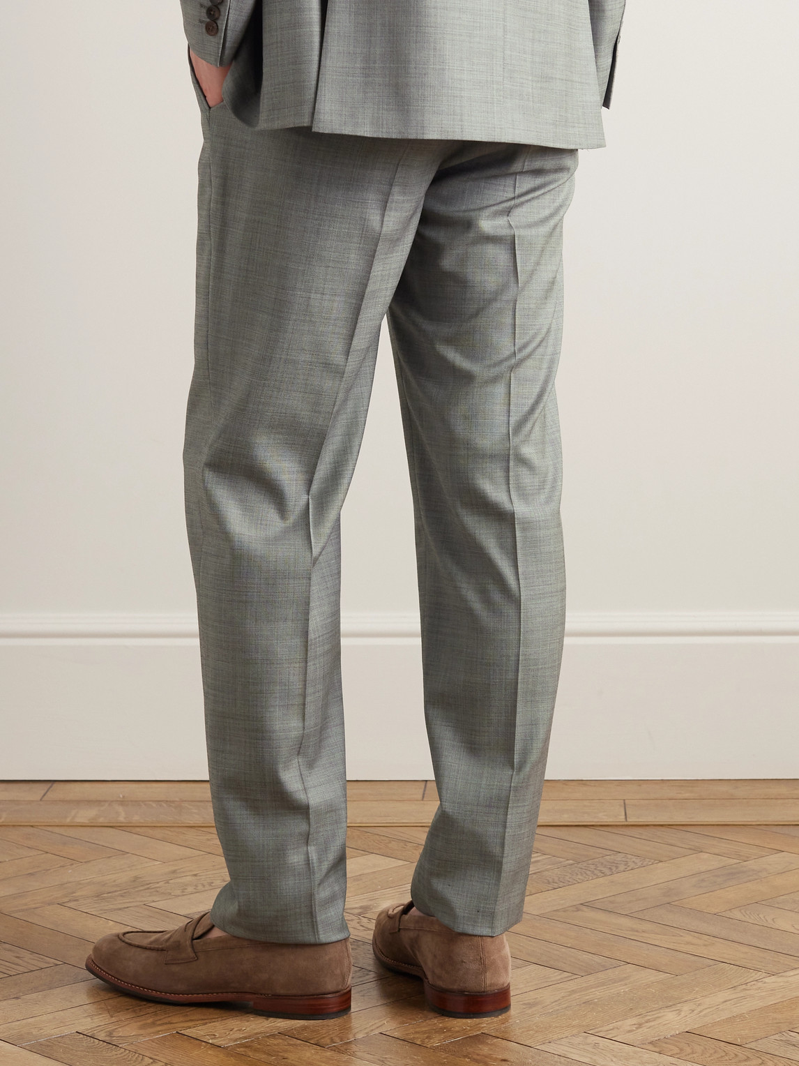 Shop Richard James Straight-leg Wool Suit Trousers In Gray