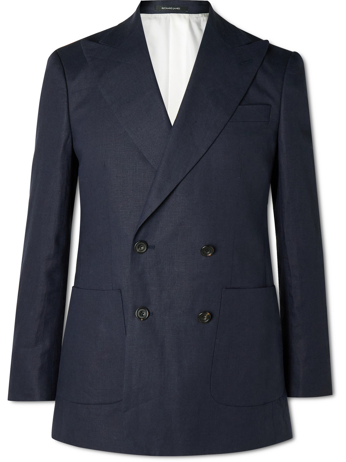 Richard James Hyde Double-breasted Linen Suit Jacket In Blue