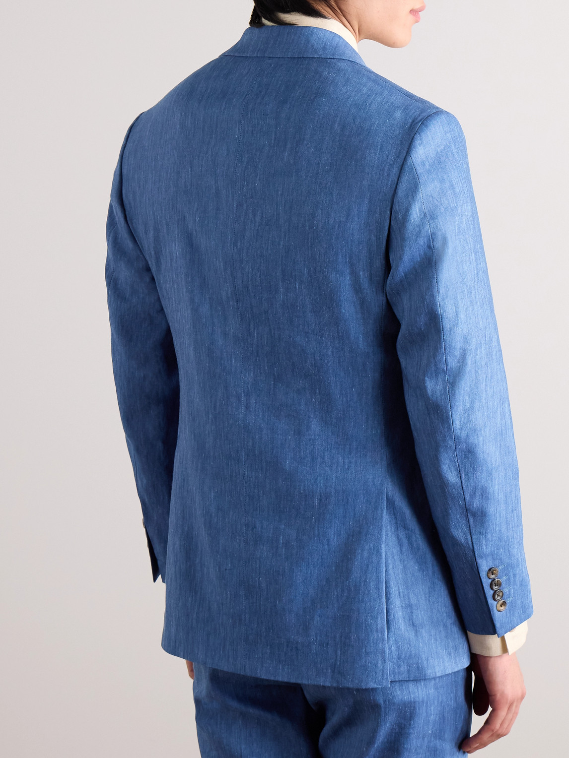 Shop Richard James Hyde Linen-blend Suit Jacket In Blue