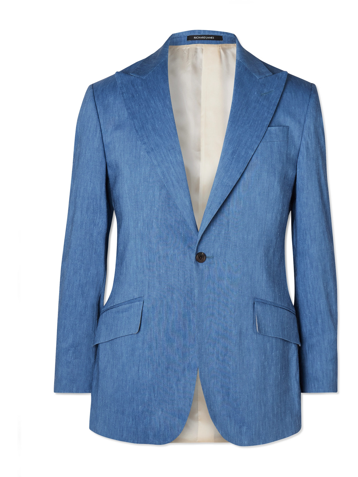 Richard James Hyde Linen-blend Suit Jacket In Blue