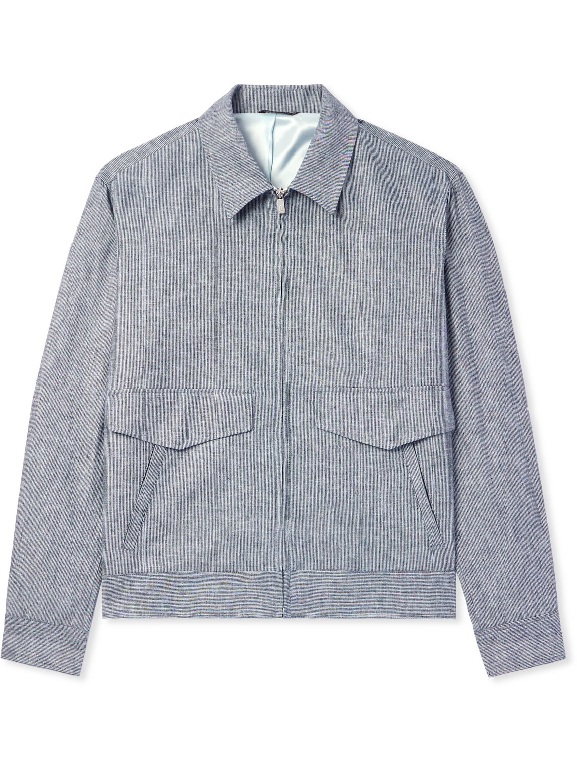 Striped Linen and Cotton-Blend Blouson Jacket