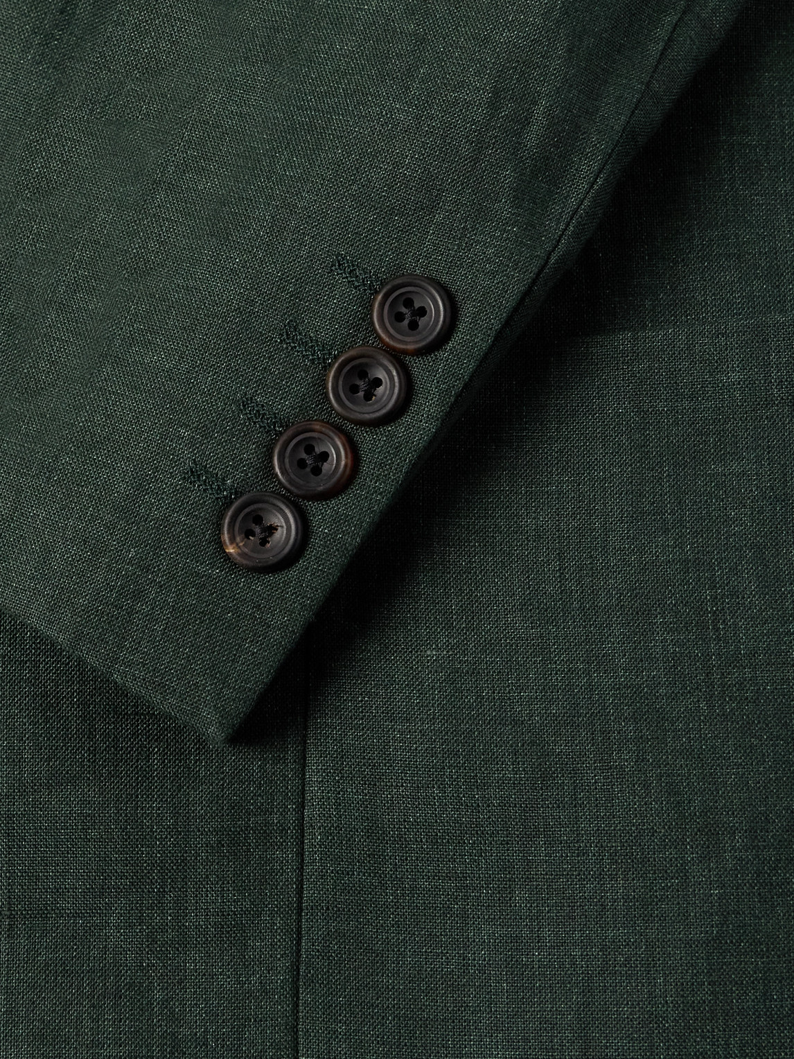 Shop Richard James Double-breasted Linen Suit Jacket In Green