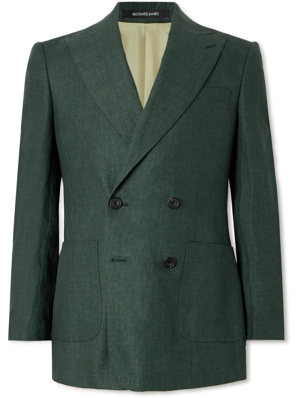 Double-Breasted Linen Suit Jacket