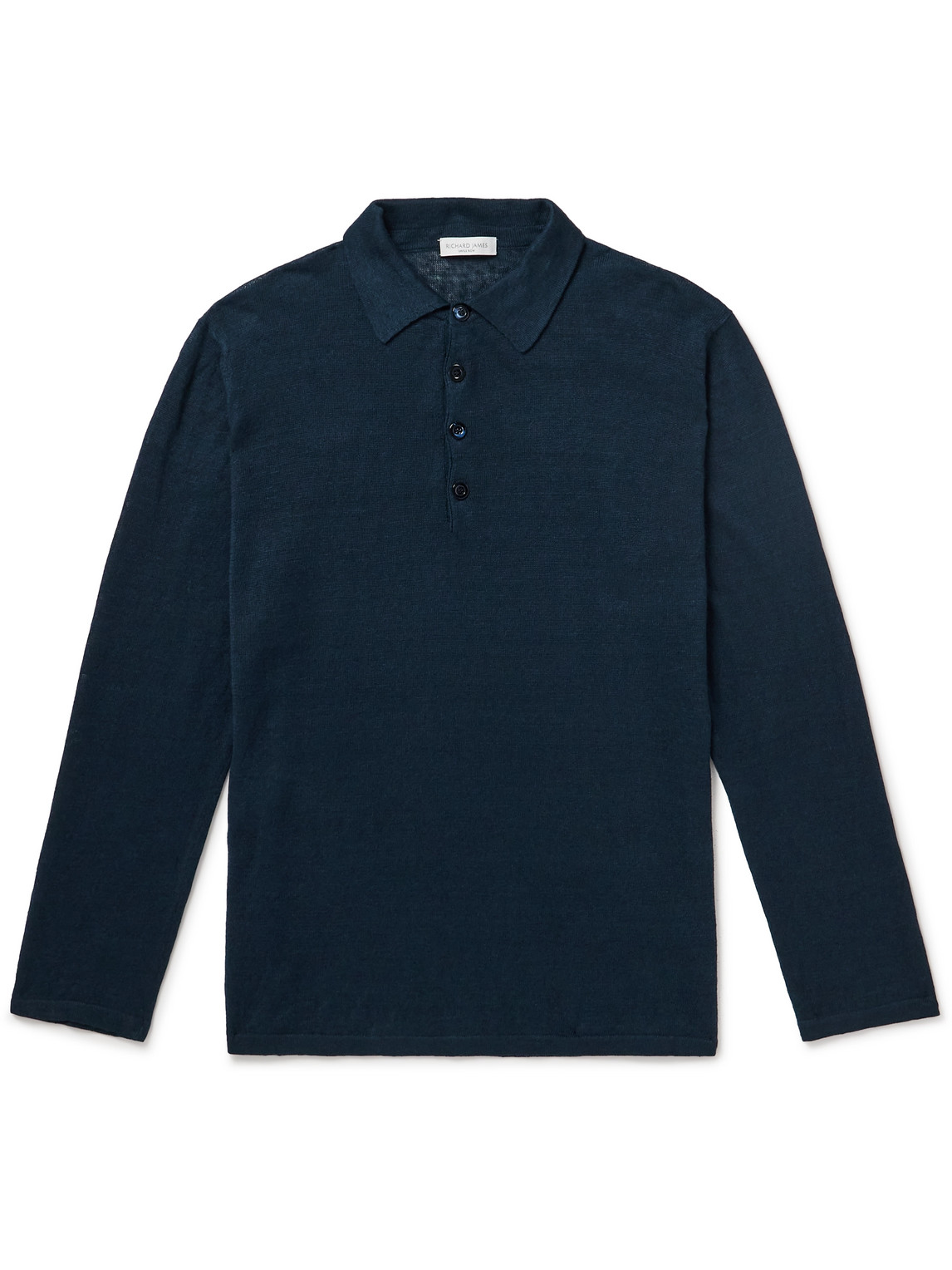 Richard James Slim-fit Linen Polo Shirt In Blue