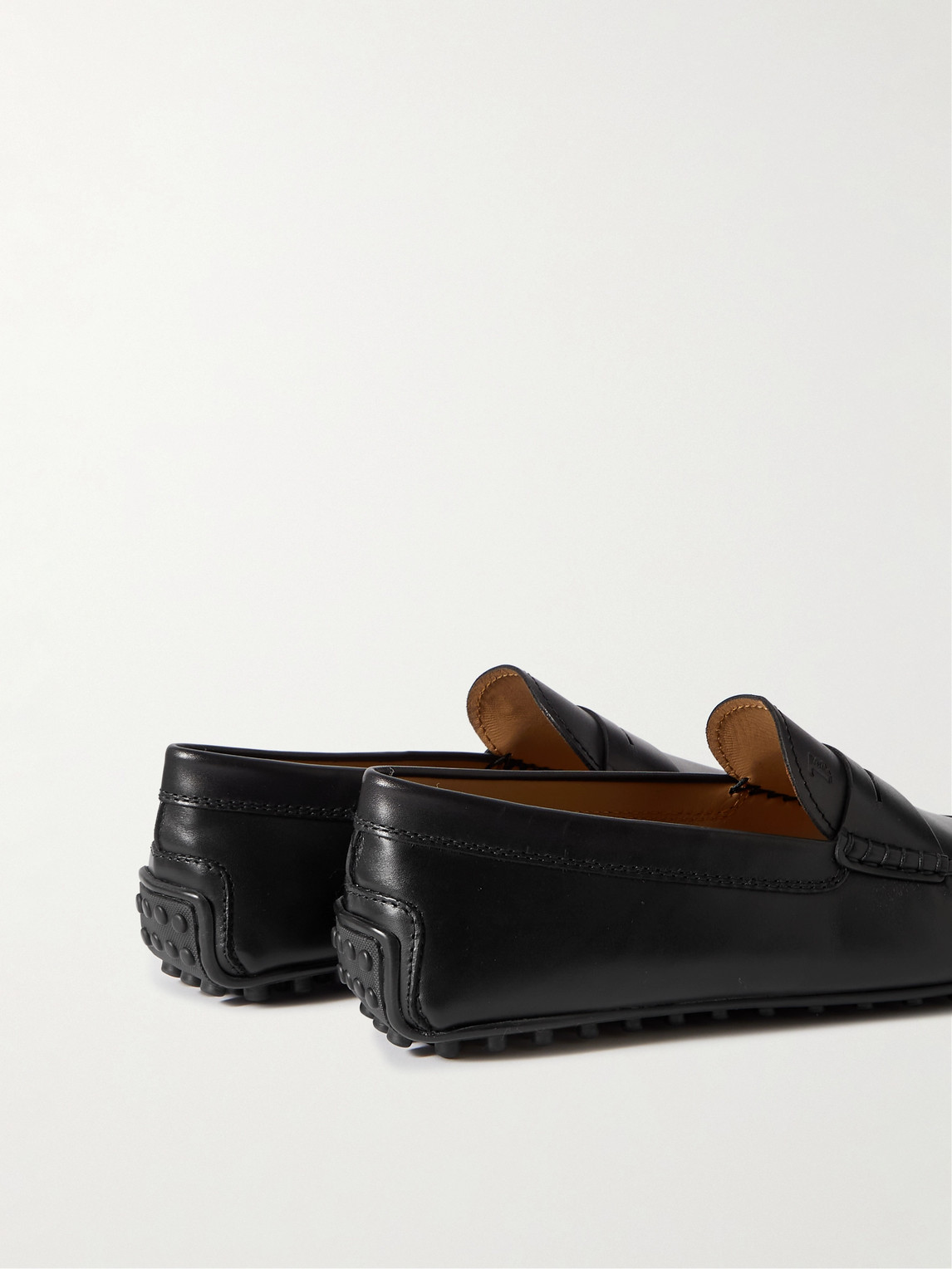 Shop Tod's City Gommino Logo-debossed Leather Driving Shoes In Black