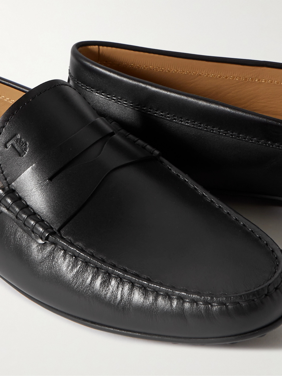 Shop Tod's City Gommino Logo-debossed Leather Driving Shoes In Black