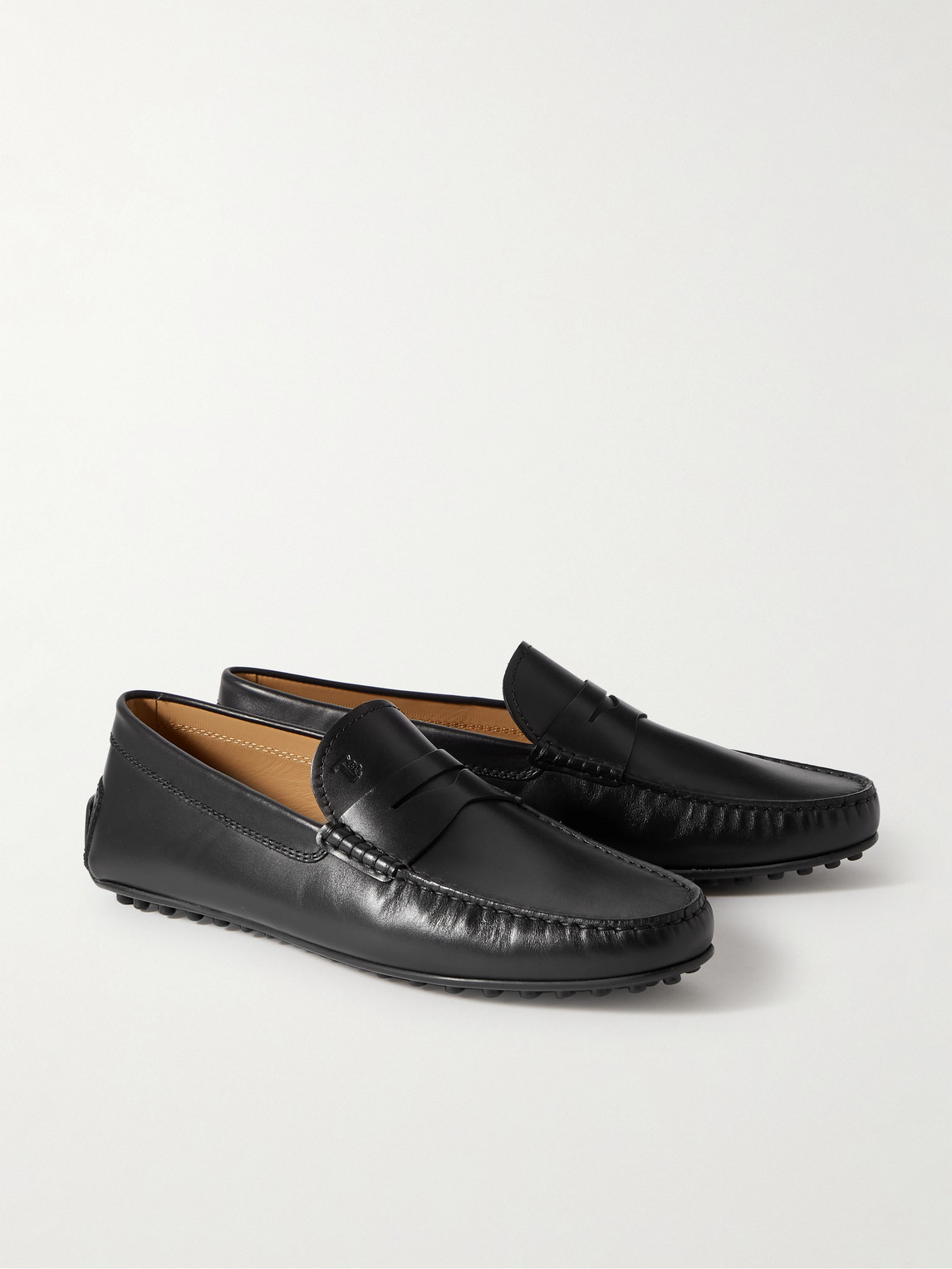 Shop Tod's City Gommino Logo-debossed Leather Driving Shoes In Black