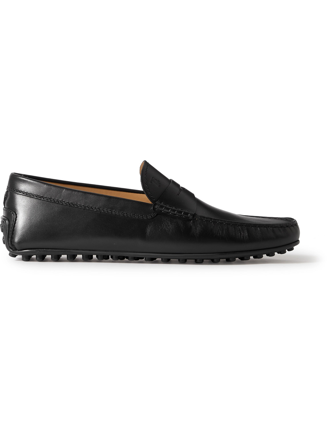 Shop Tod's City Gommino Logo-debossed Leather Driving Shoes In Black