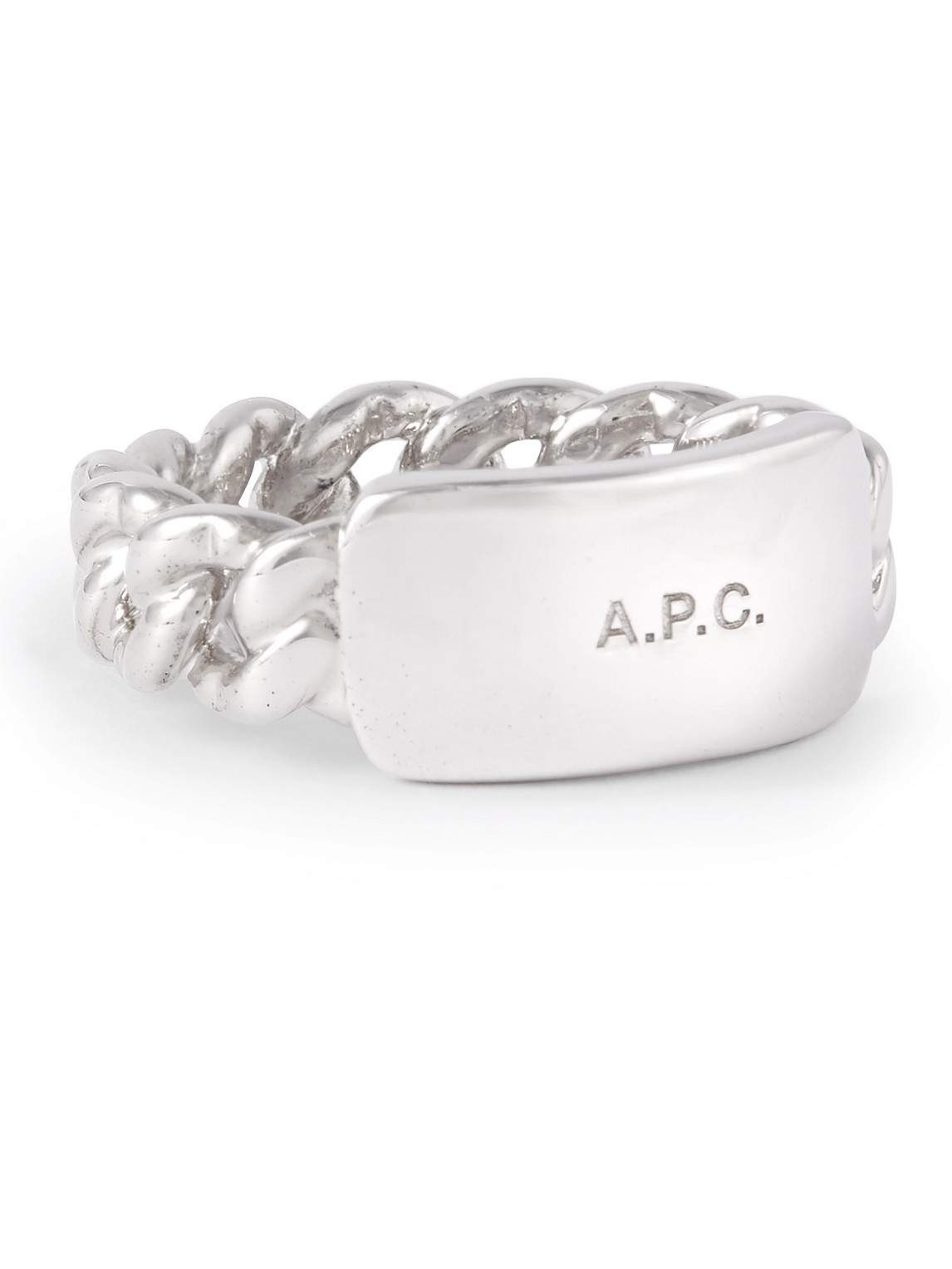 Apc Darwin Logo-engraved Silver-coated Ring
