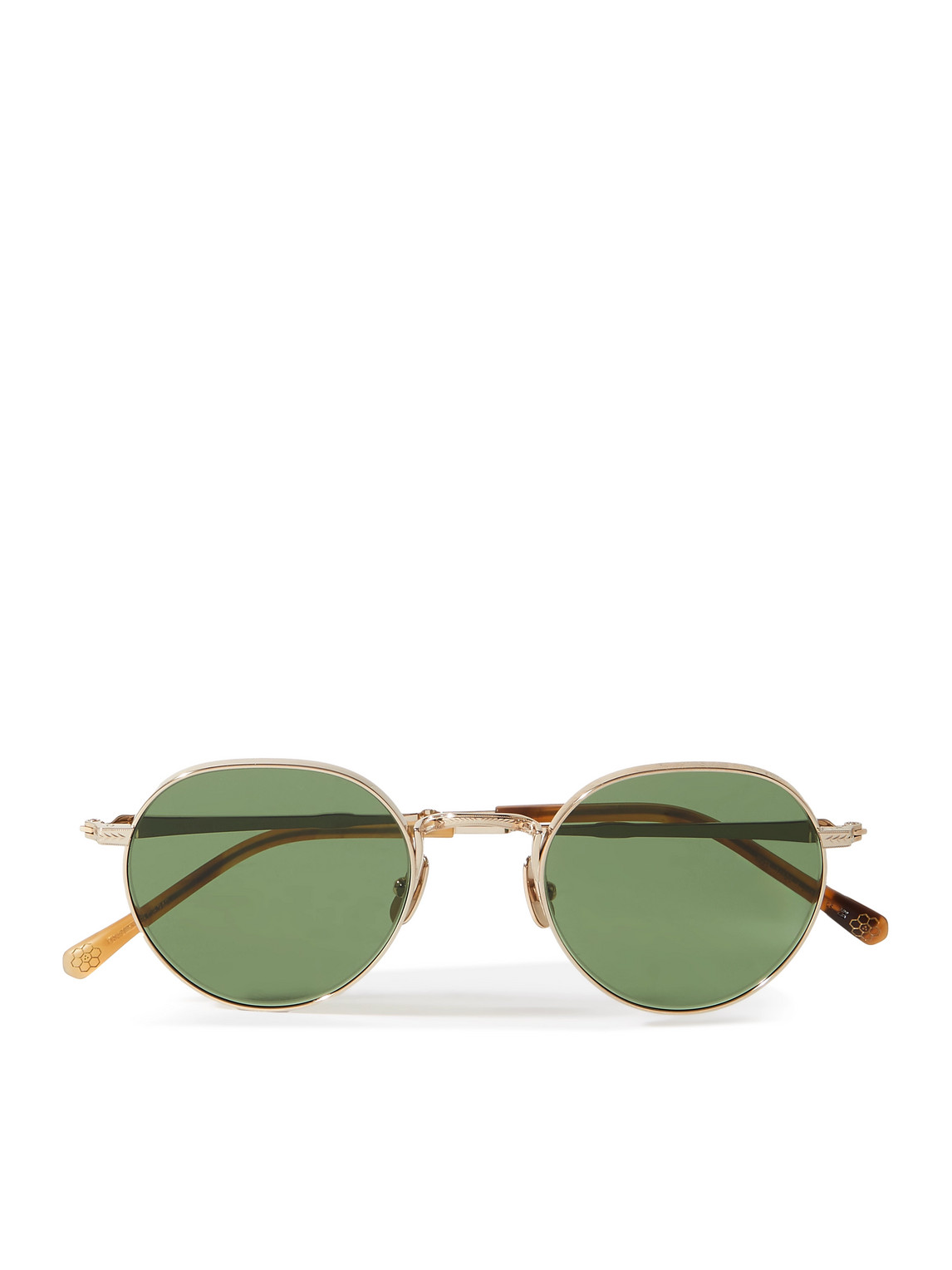 Mr Leight Hachi Round-frame Silver-tone Sunglasses In Green