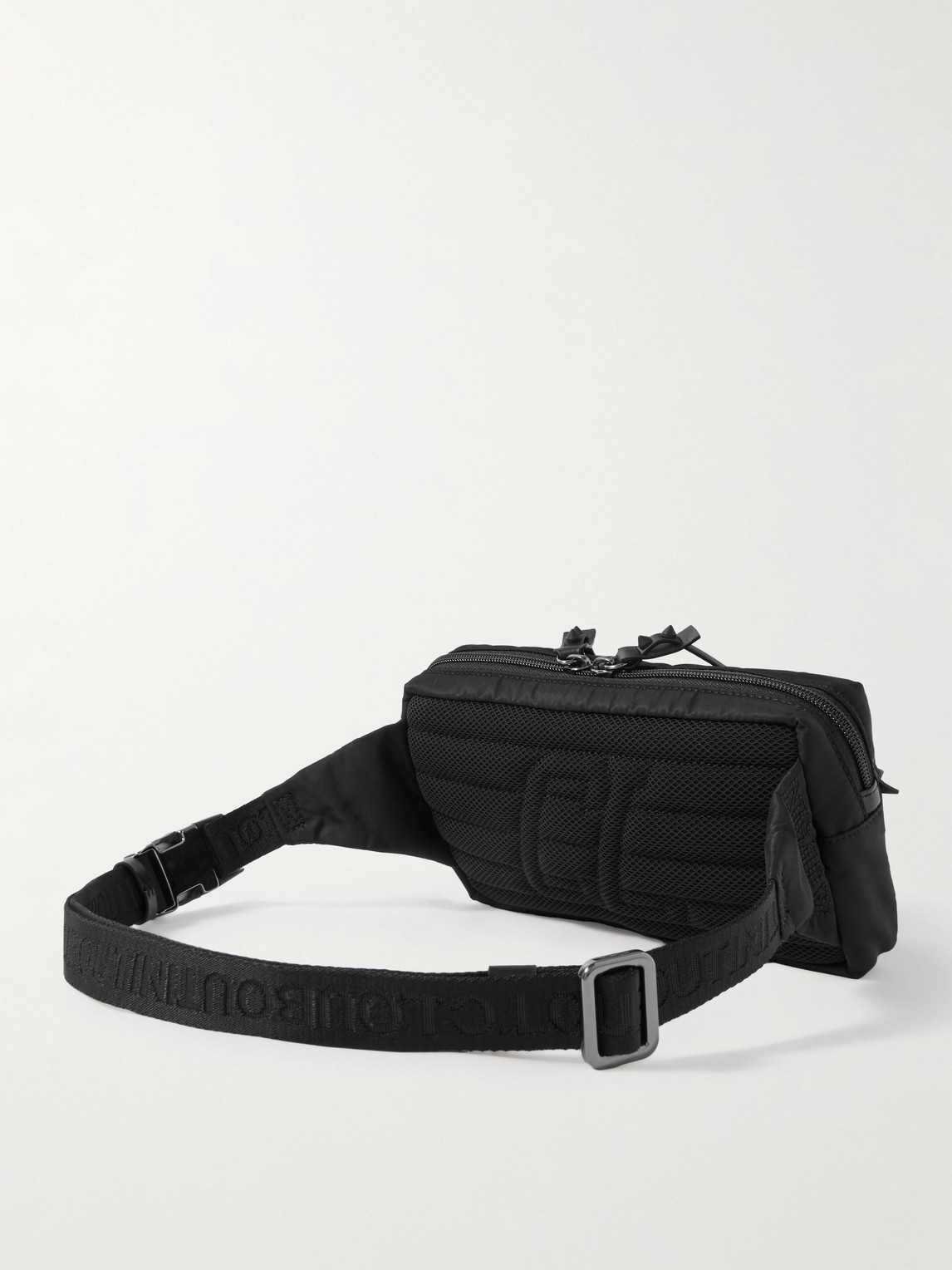 Christian Louboutin Loubideal Studded Rubber-trimmed Shell And Mesh Belt Bag In Black
