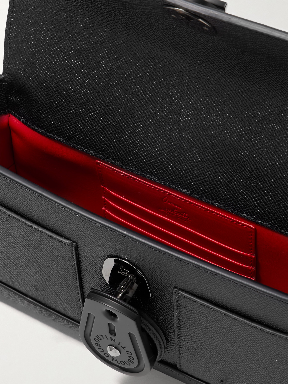 Christian Louboutin Groovy Full-grain Leather Messenger Bag In Black