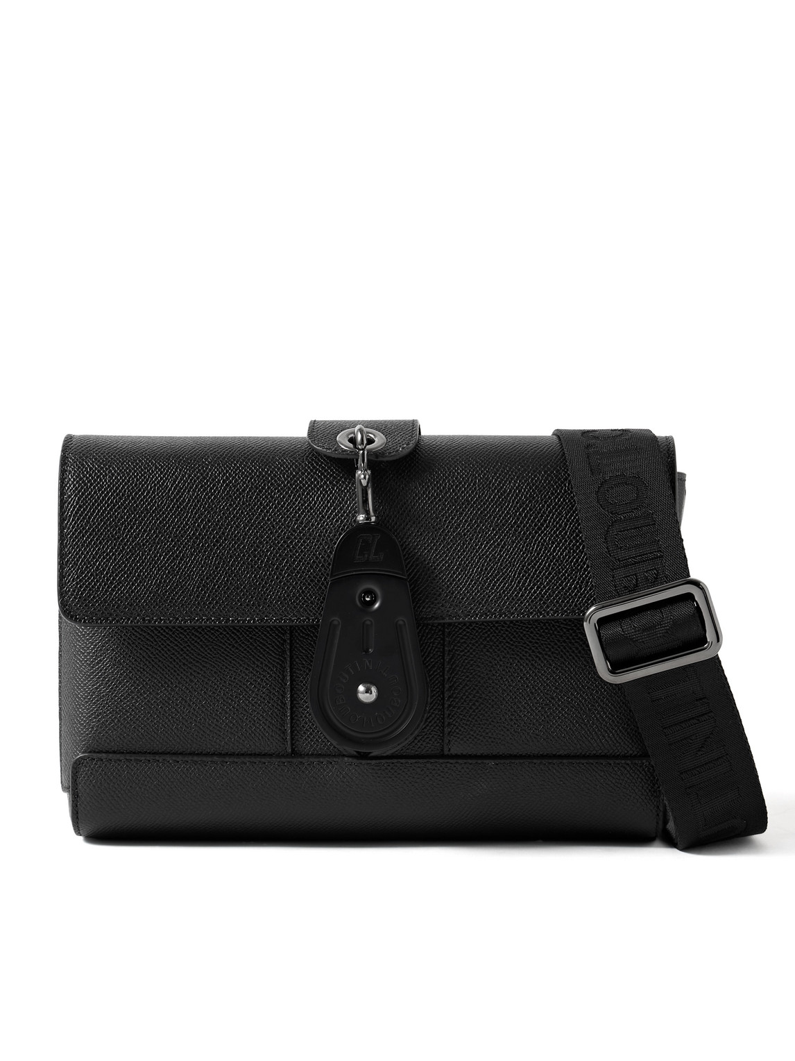 Christian Louboutin Groovy Full-grain Leather Messenger Bag In Black