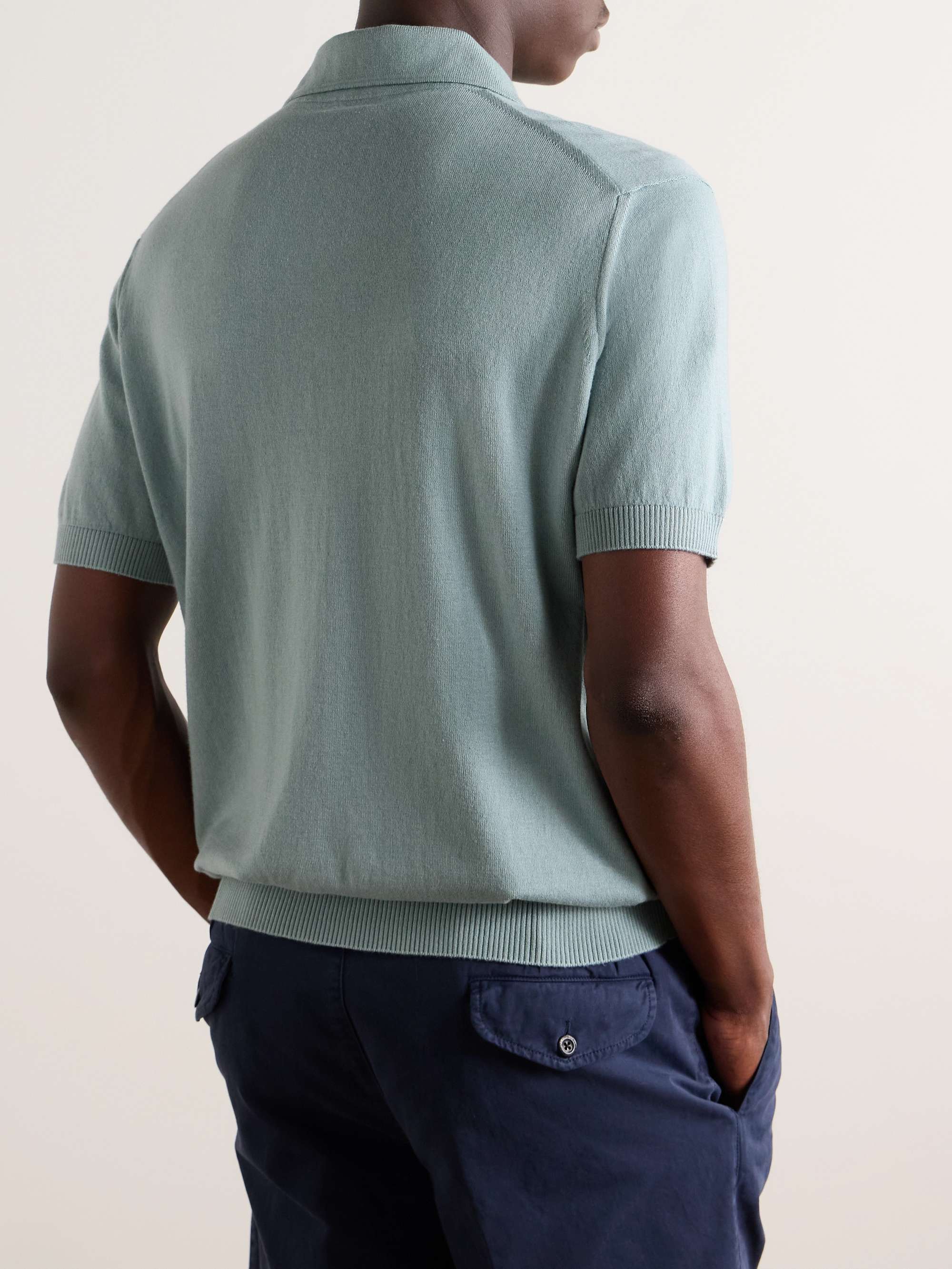 ETRO Logo-Embroidered Cotton and Cashmere-Blend Polo Shirt ETRO Logo-Embroidered Cotton and Cashmere-Blend Polo Shirt
