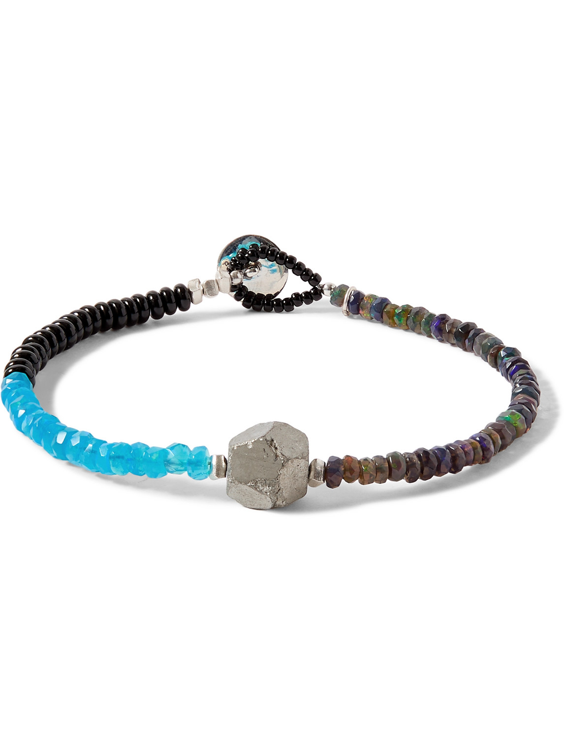 Peyote Bird Brett Silver Multi-stone Beaded Bracelet In Blue