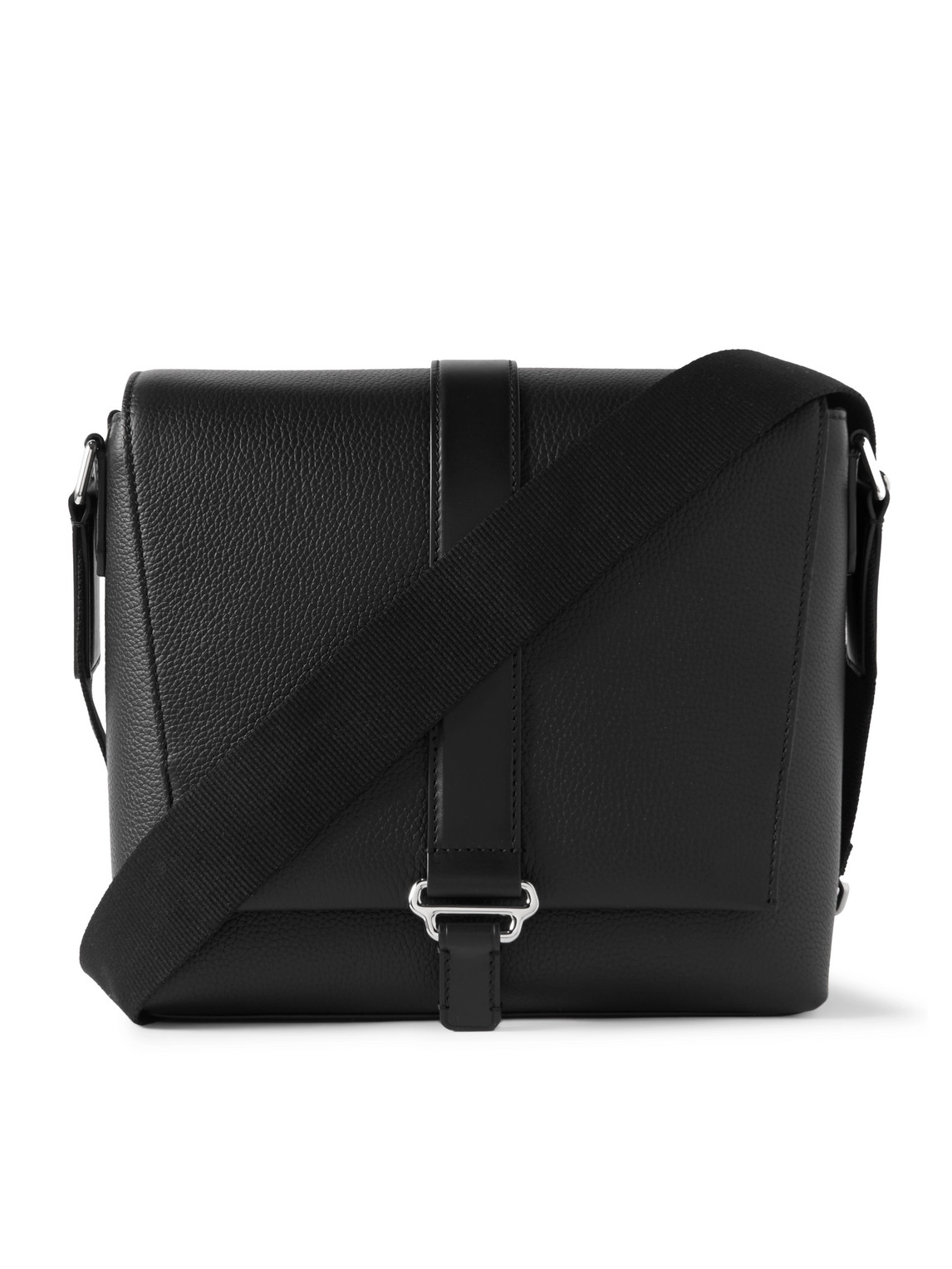 Dunhill 1893 Harness Flap Full-grain Leather Messenger Bag In Black