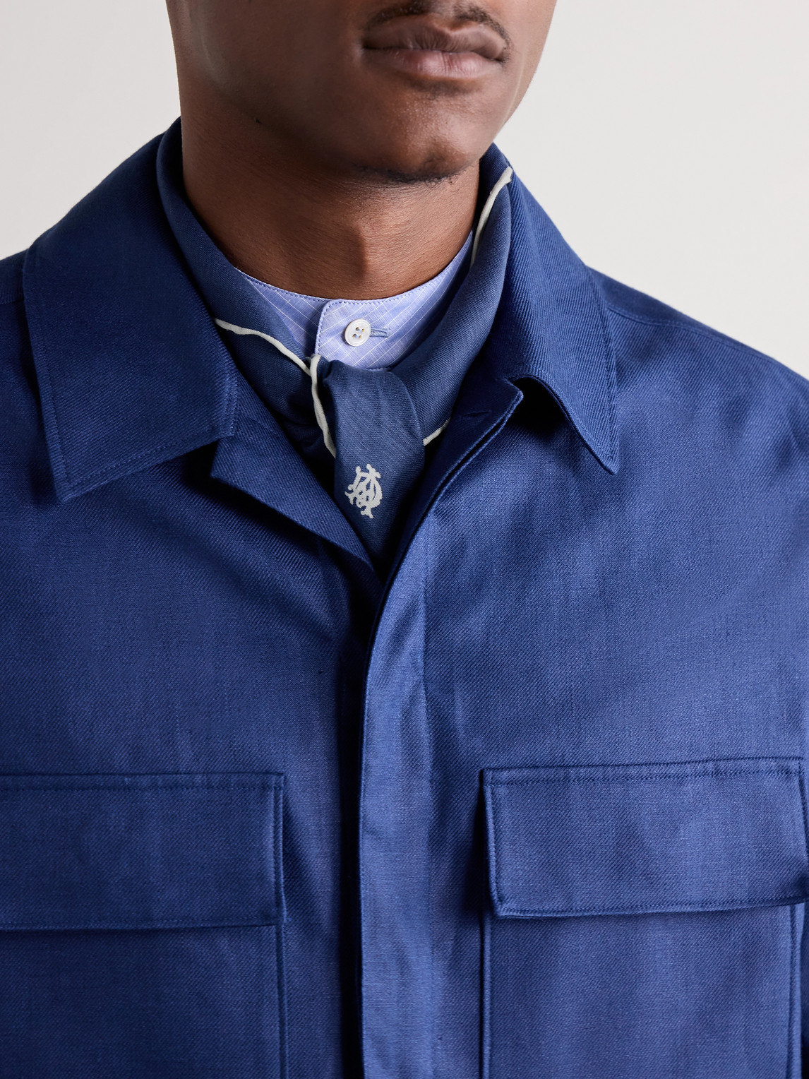 DUNHILL LOGO-PRINT LINEN SCARF 