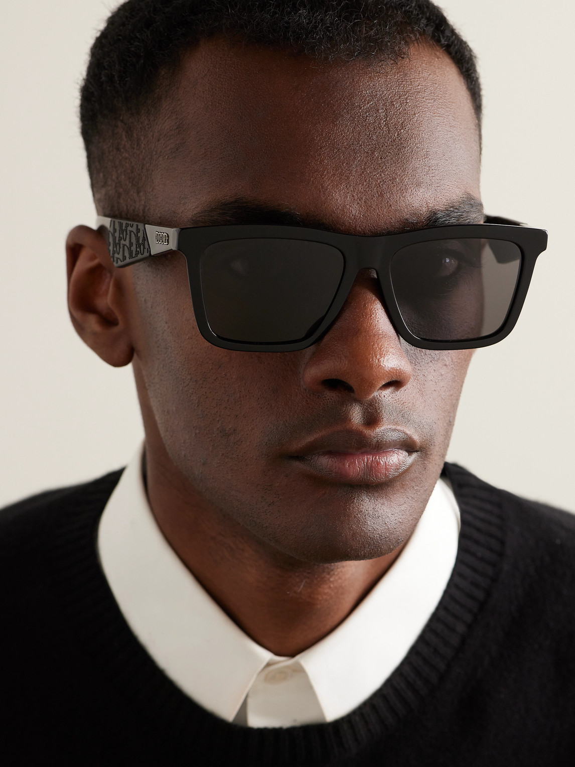 Dior B27 S1i D-frame Logo-detailed Acetate Sunglasses In Black