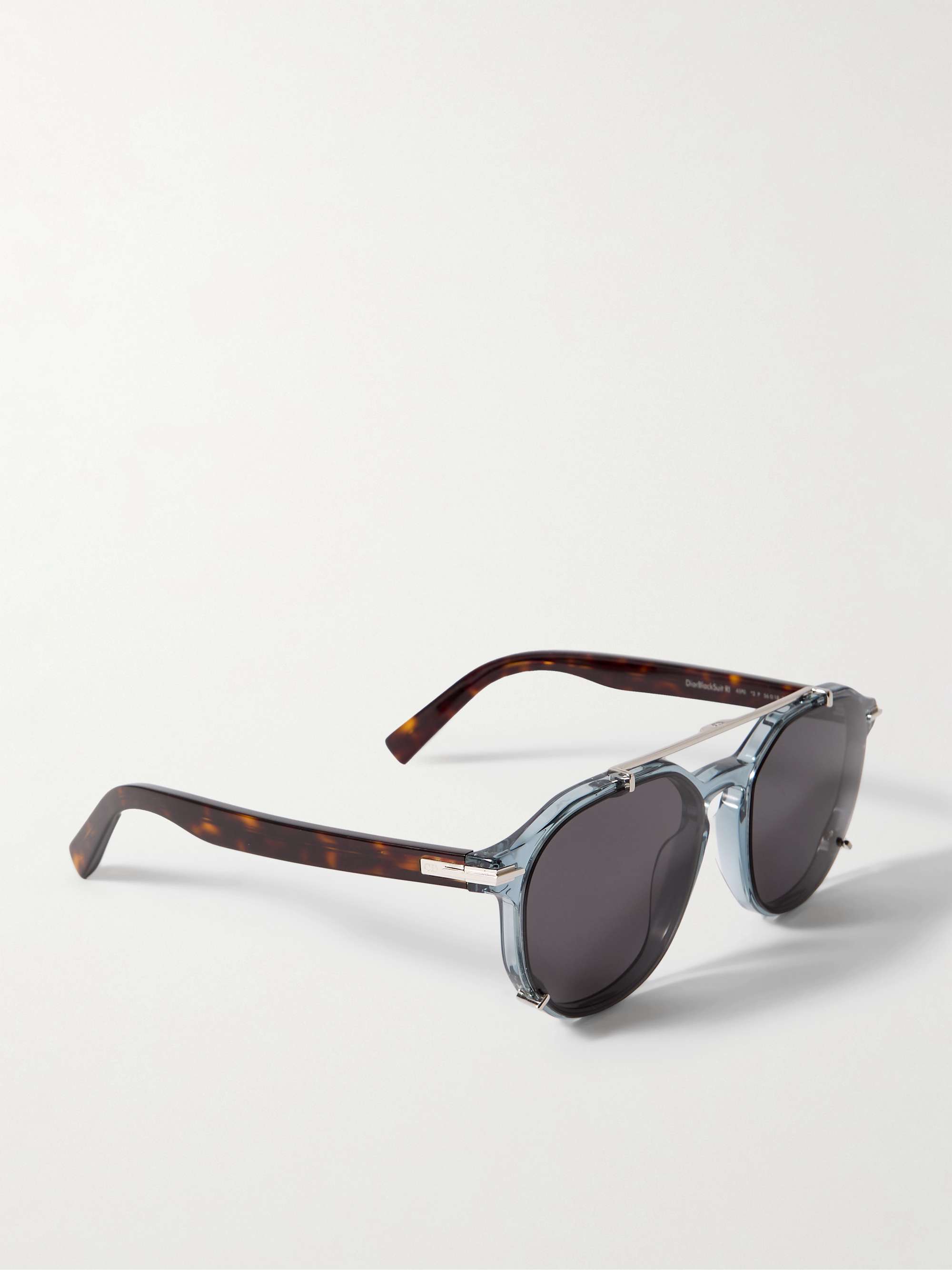 DIOR EYEWEAR DiorBlackSuit RI Round-Frame Acetate and Silver-Tone Sunglasses