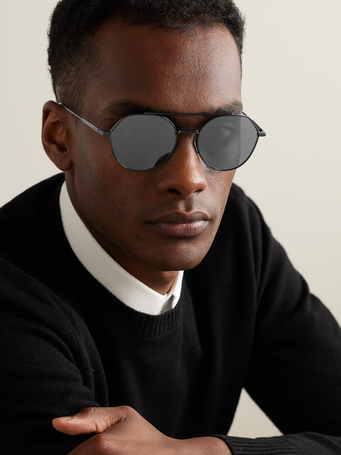 Dior Blacksuit R6u Aviator-style Metal Sunglasses In Black