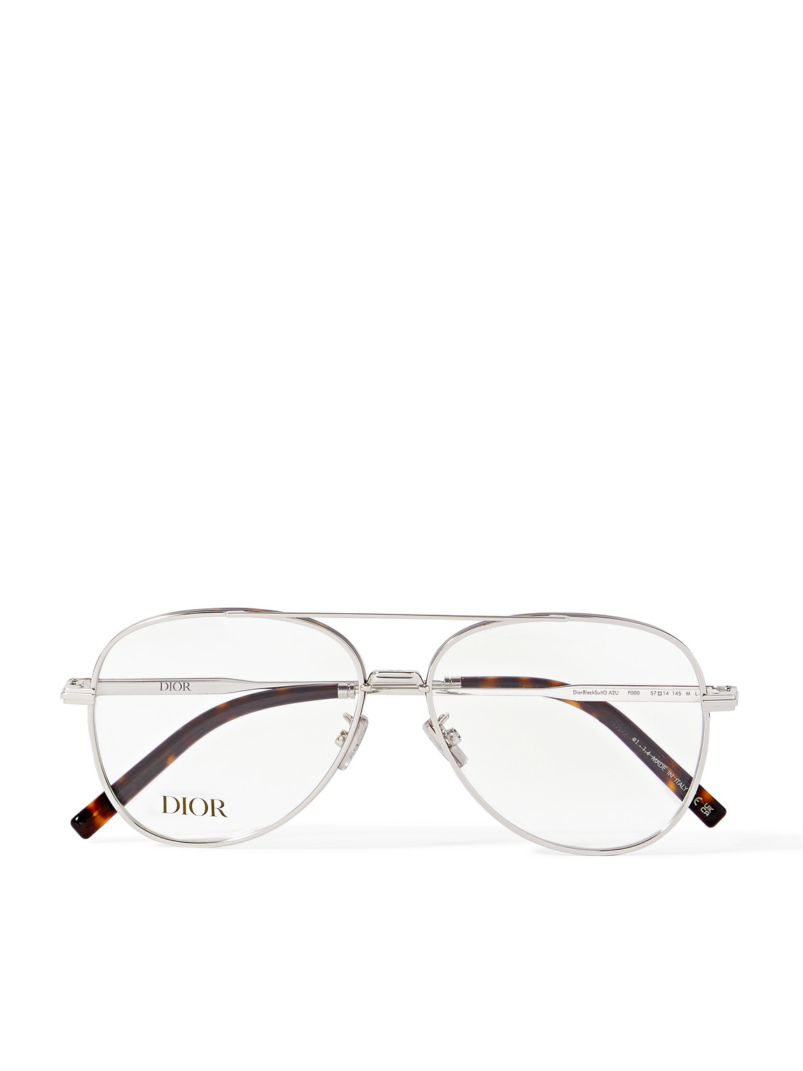 Dior Blacksuit A2u Aviator-style Tortoiseshell Acetate-trimmed Silver-tone Optical Glasses