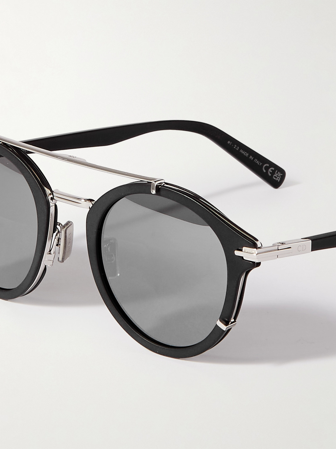 Shop Dior Blacksuit R7u Acetate And Silver-tone Round-frame Sunglasses