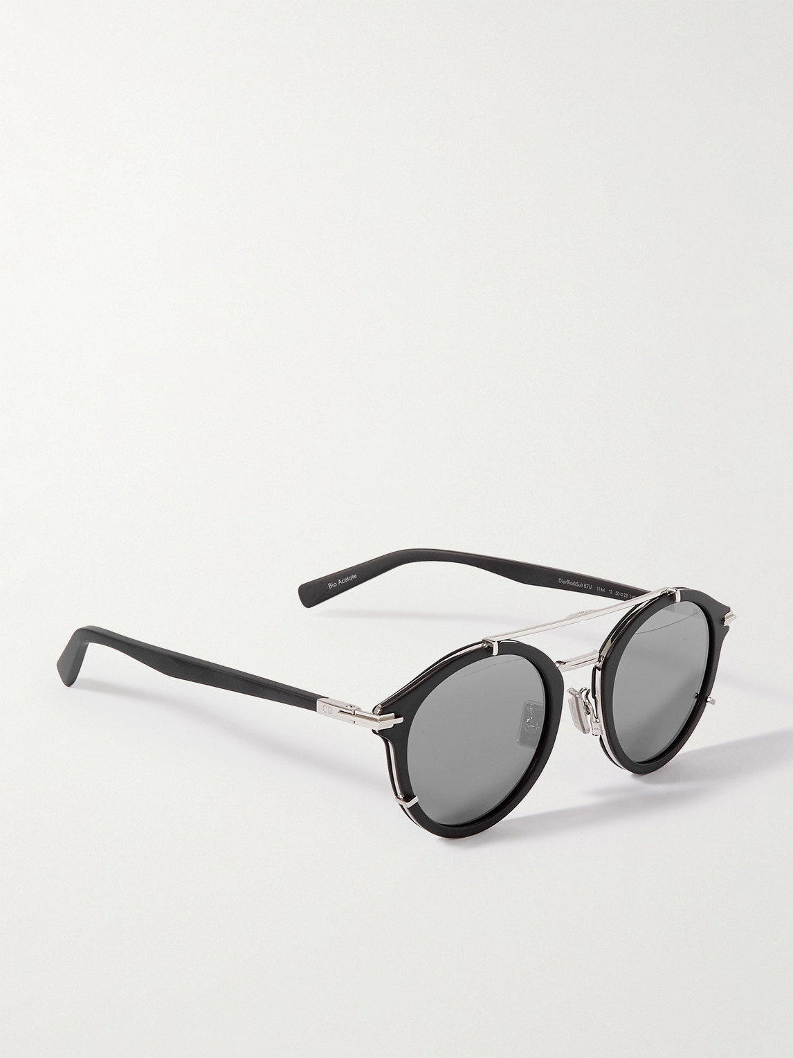 Shop Dior Blacksuit R7u Acetate And Silver-tone Round-frame Sunglasses