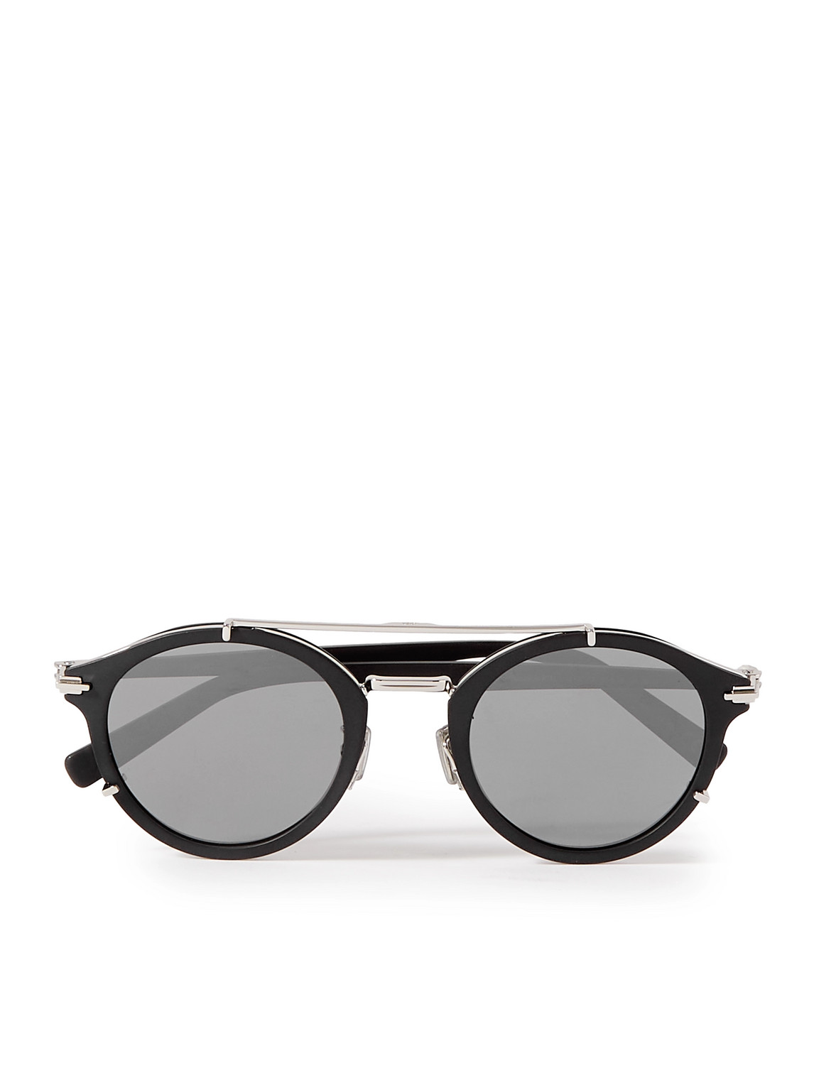 DiorBlackSuit R7U Acetate and Silver-Tone Round-Frame Sunglasses