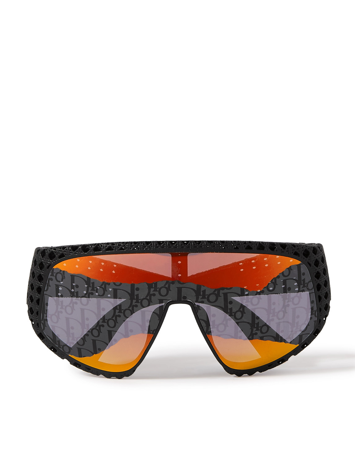 Shop Dior 3d M1u Round-frame Textured-acetate Sunglasses In Black