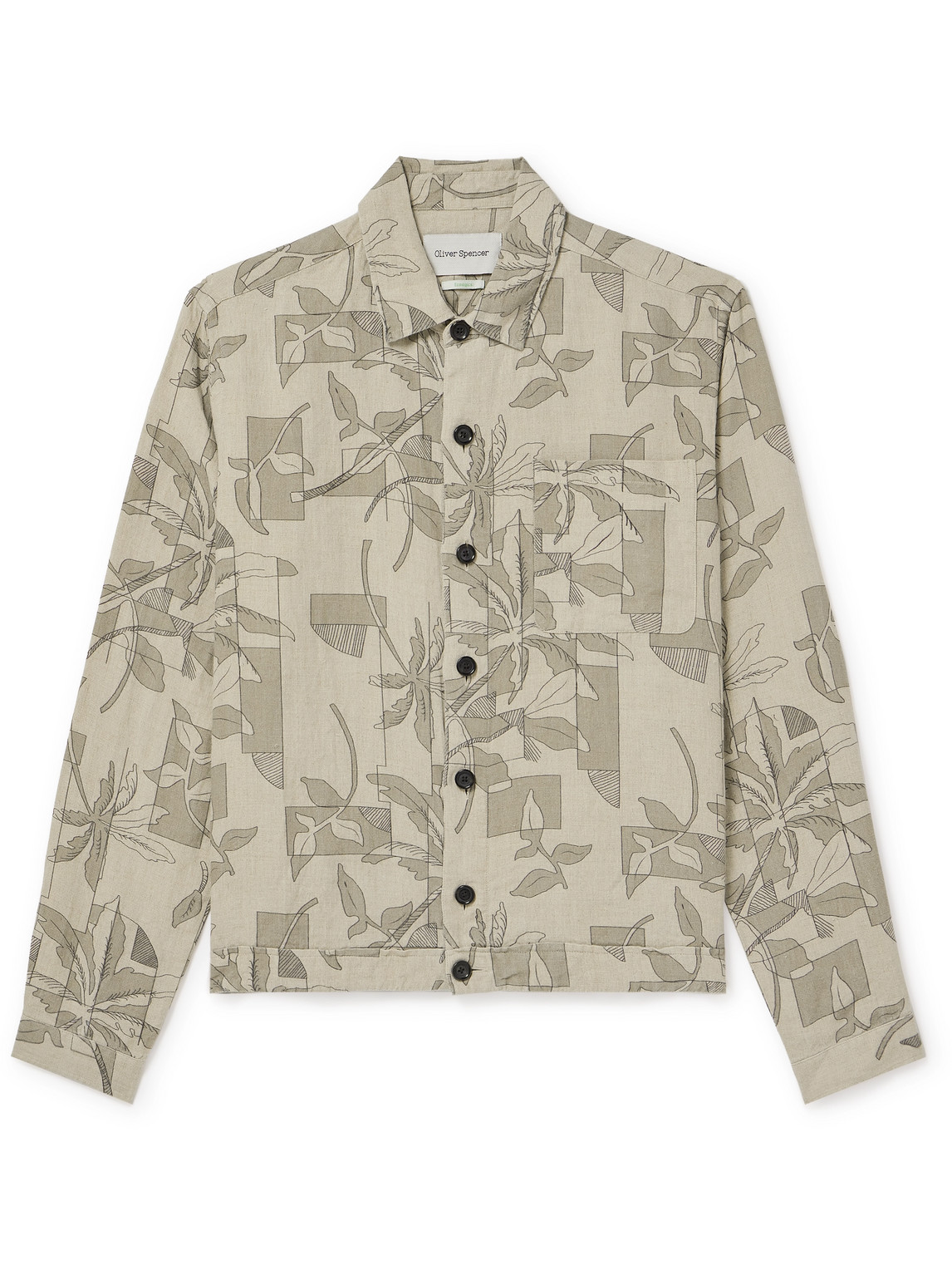 Oliver Spencer Milford Printed Linen Blouson Jacket In Neutrals