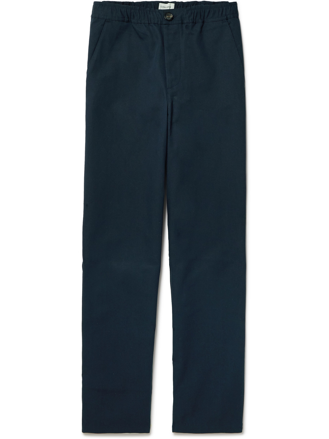Oliver Spencer Straight-leg Cotton-drill Drawstring Trousers In Blue